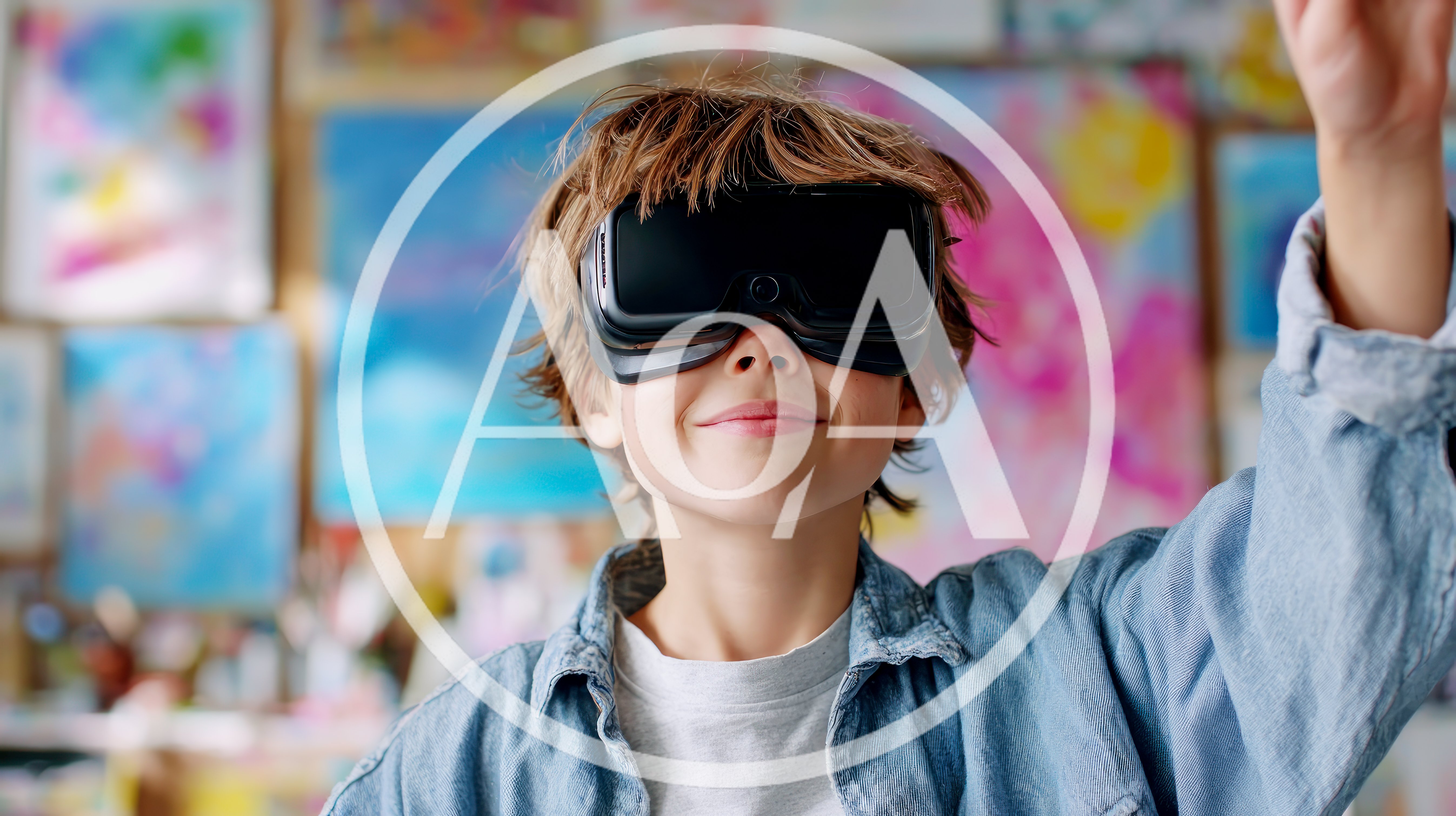 Young Boy Wearing Virtual Reality Headset In Art Studio