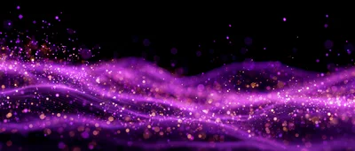 Abstract Purple Light Waves With Glowing Particles
