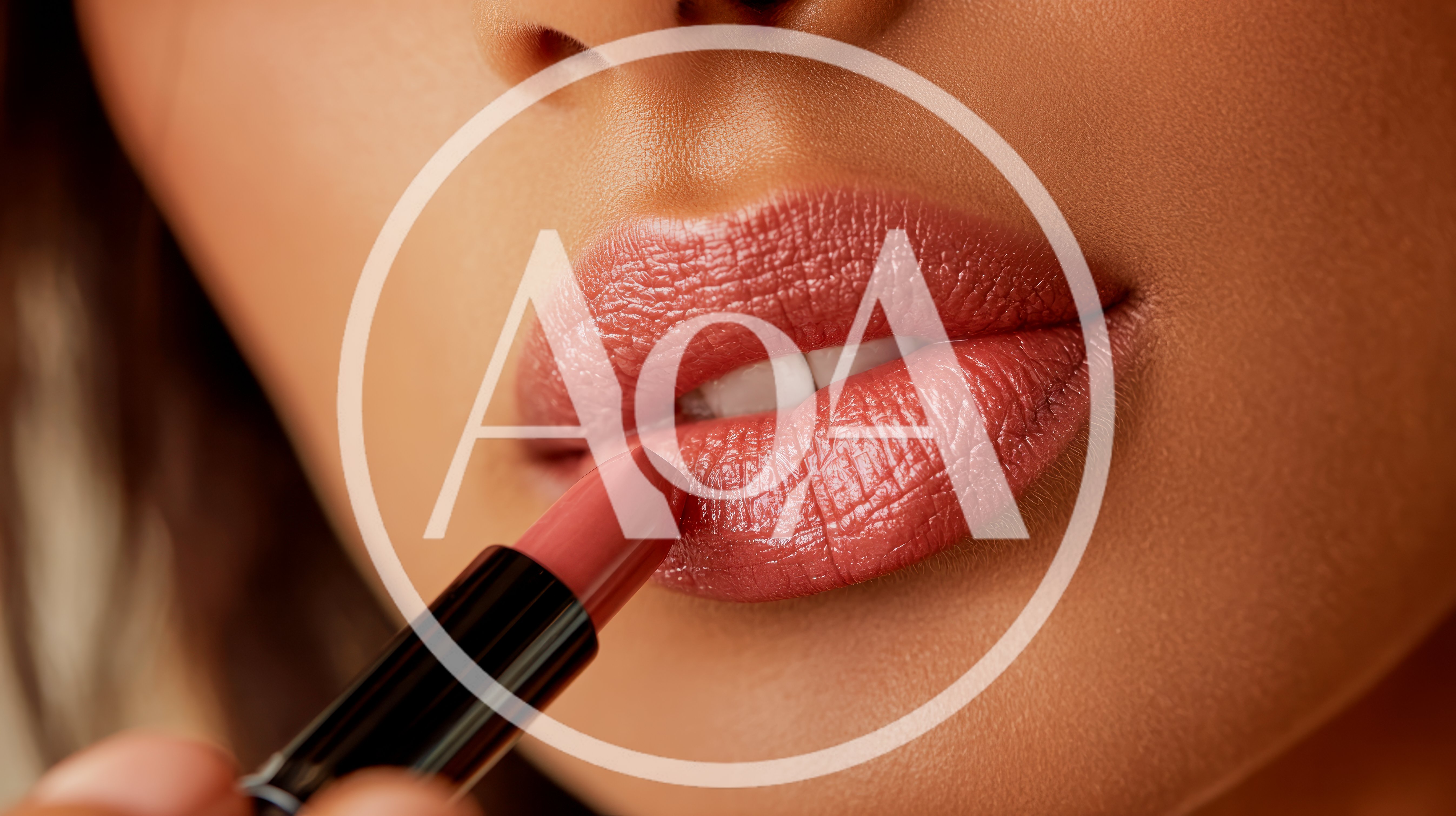Close Up Of Woman Applying Pink Lipstick