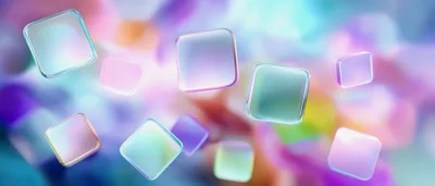 Floating Translucent Glass Squares On Abstract Colorful Background