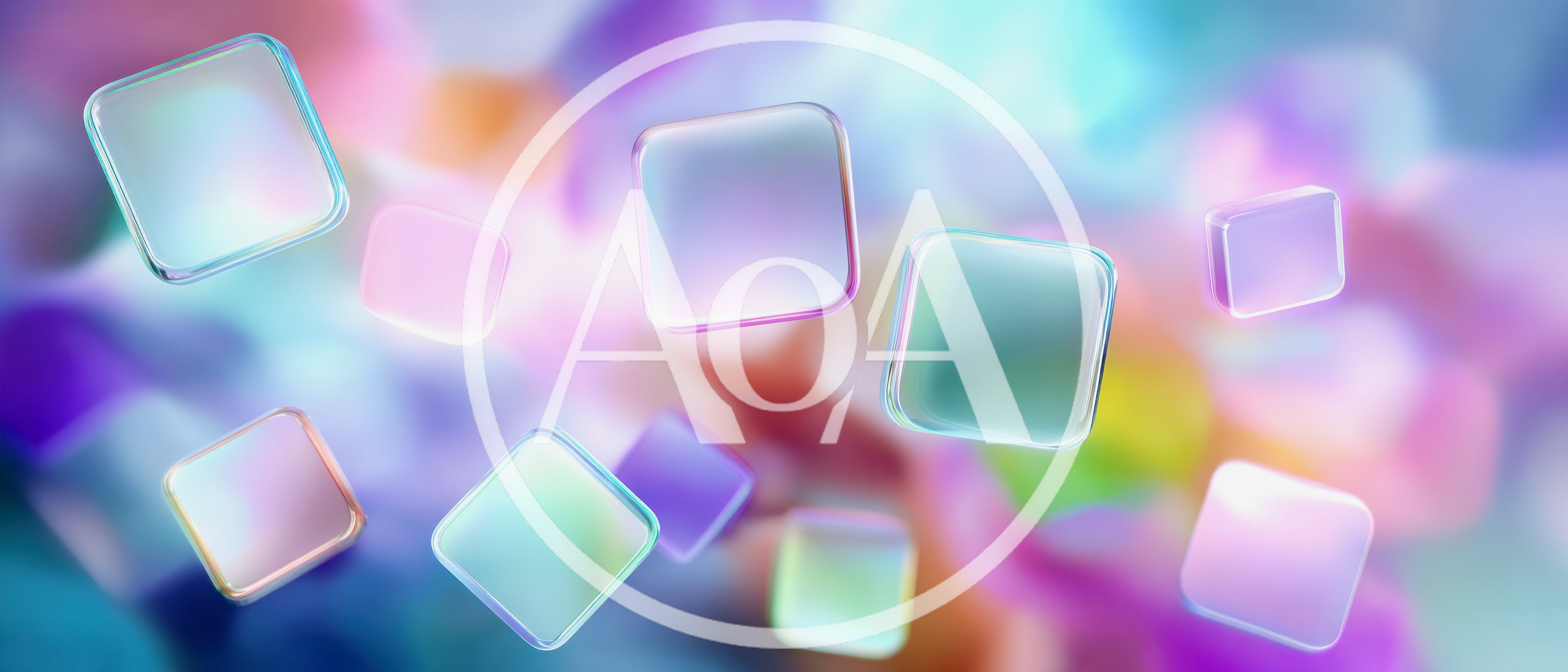 Floating Translucent Glass Squares On Abstract Colorful Background