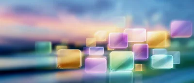 Abstract Background With Floating Translucent Colorful Glass Squares
