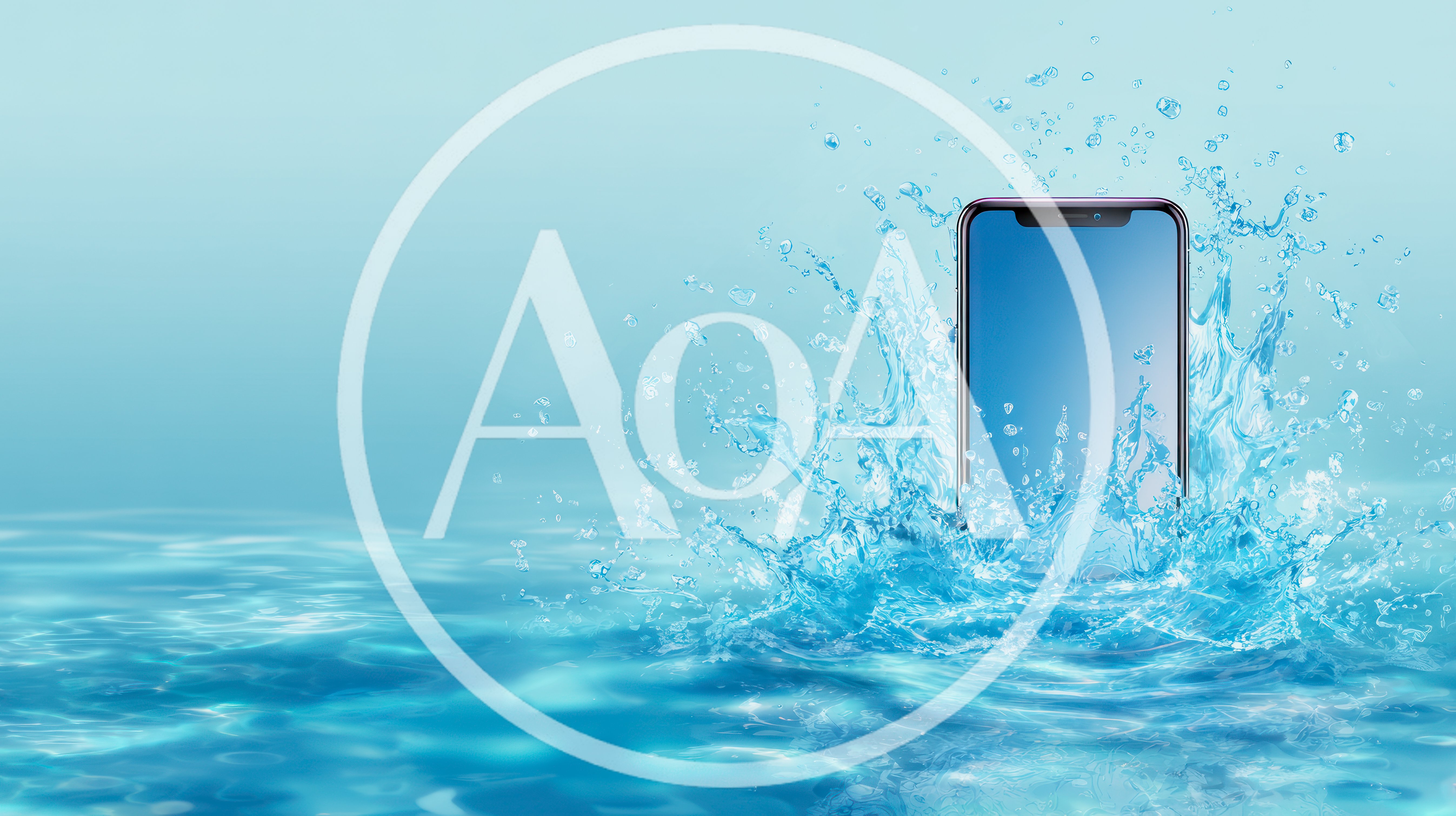 Smartphone Submerged In Water With Dynamic Splash Effect