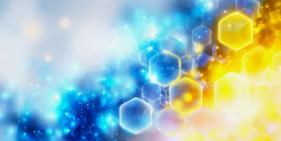 Abstract Background With Glowing Hexagonal Shapes And Particles
