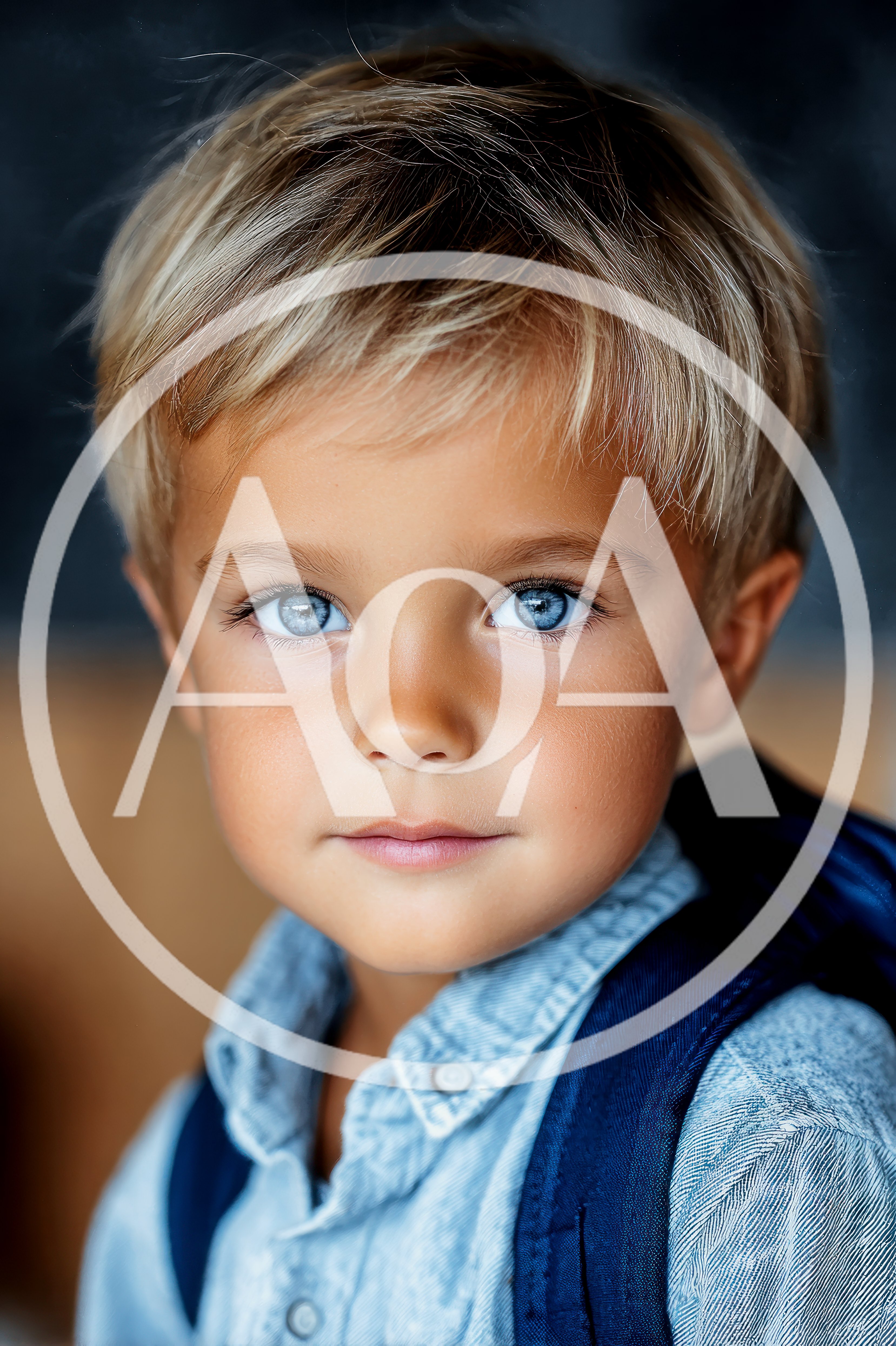 Portrait Of A Young Boy With Bright Blue Eyes
