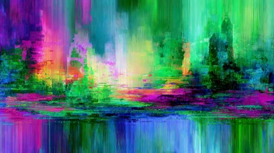 Abstract Digital Painting With Vibrant Colorful Vertical Streaks