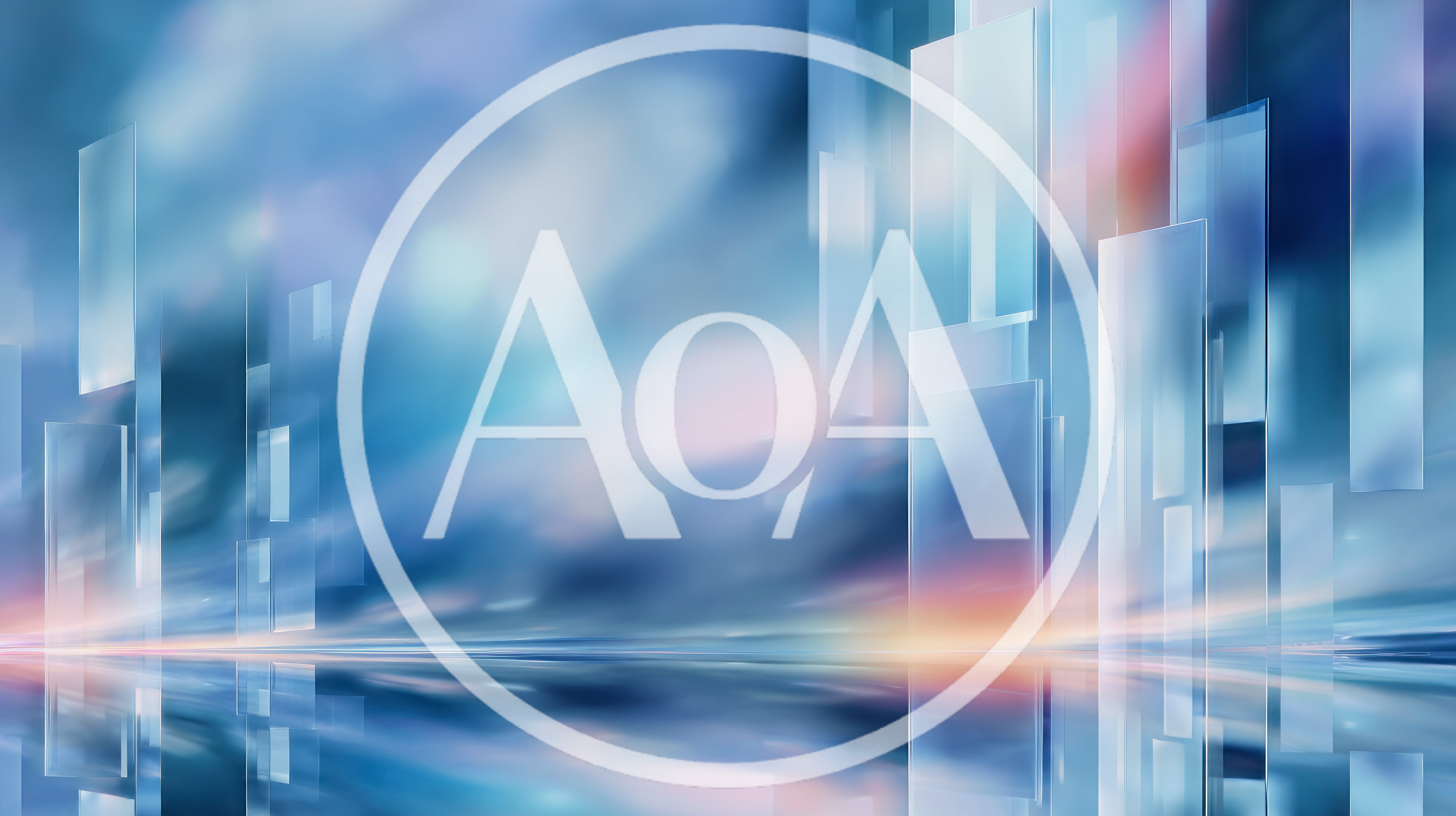Abstract Digital Cityscape With Glowing Glass Rectangles
