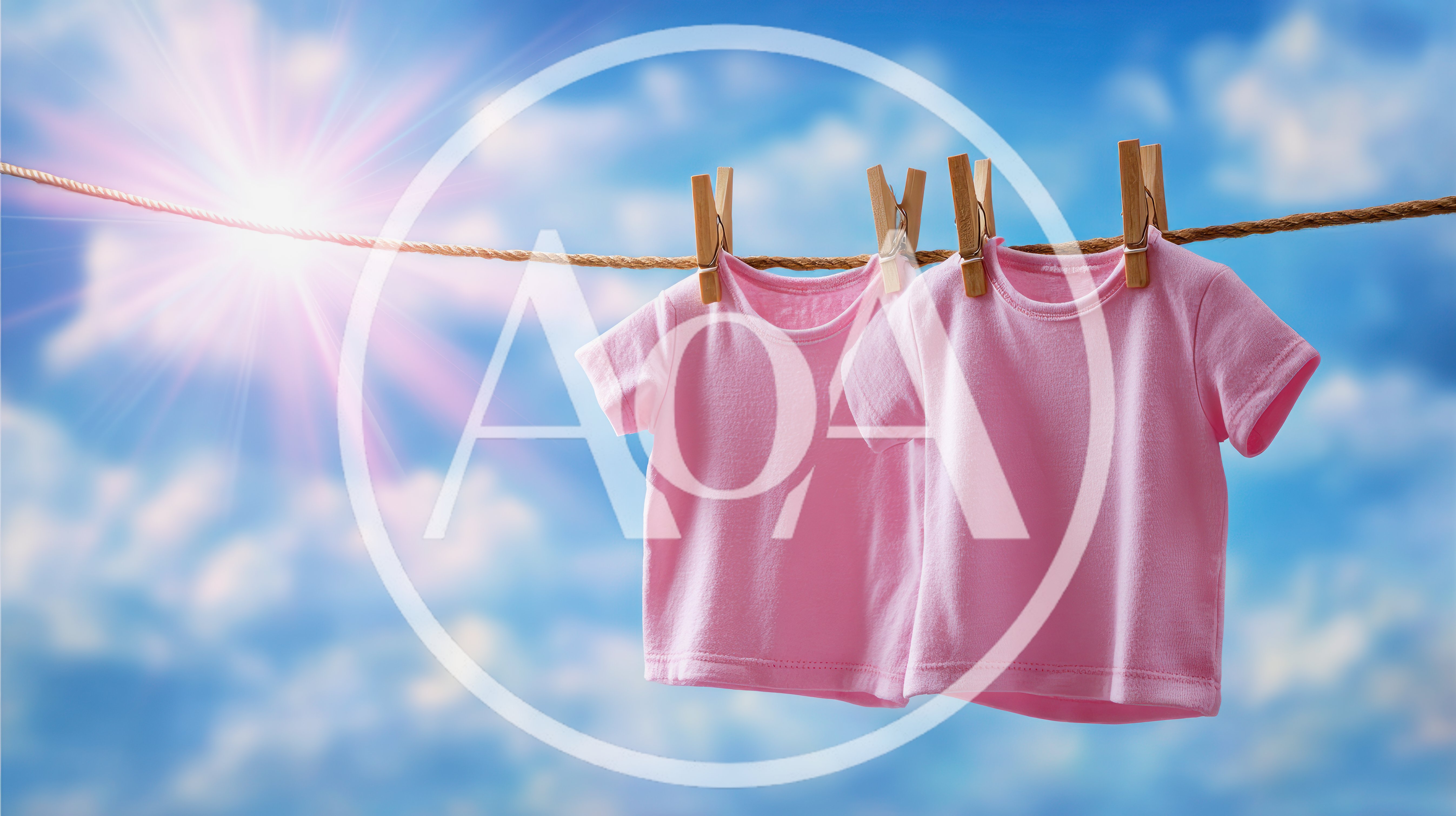 Two Pink T-Shirts Hanging On A Clothesline
