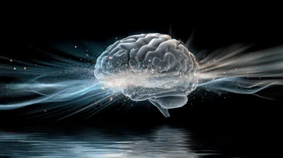 Digital Human Brain With Glowing Neural Network Particles