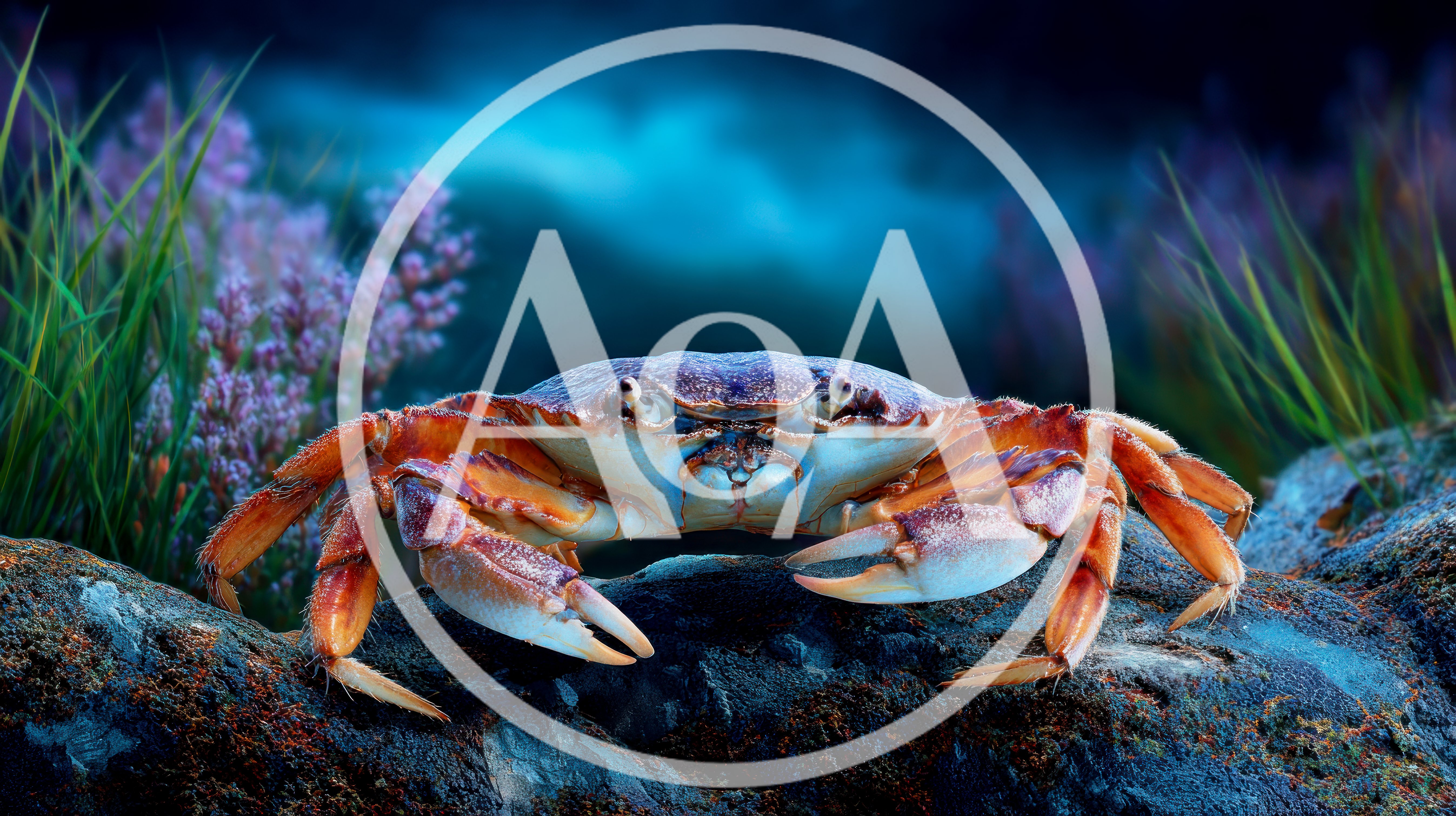 Dungeness Crab Resting On A Rocky Underwater Seabed