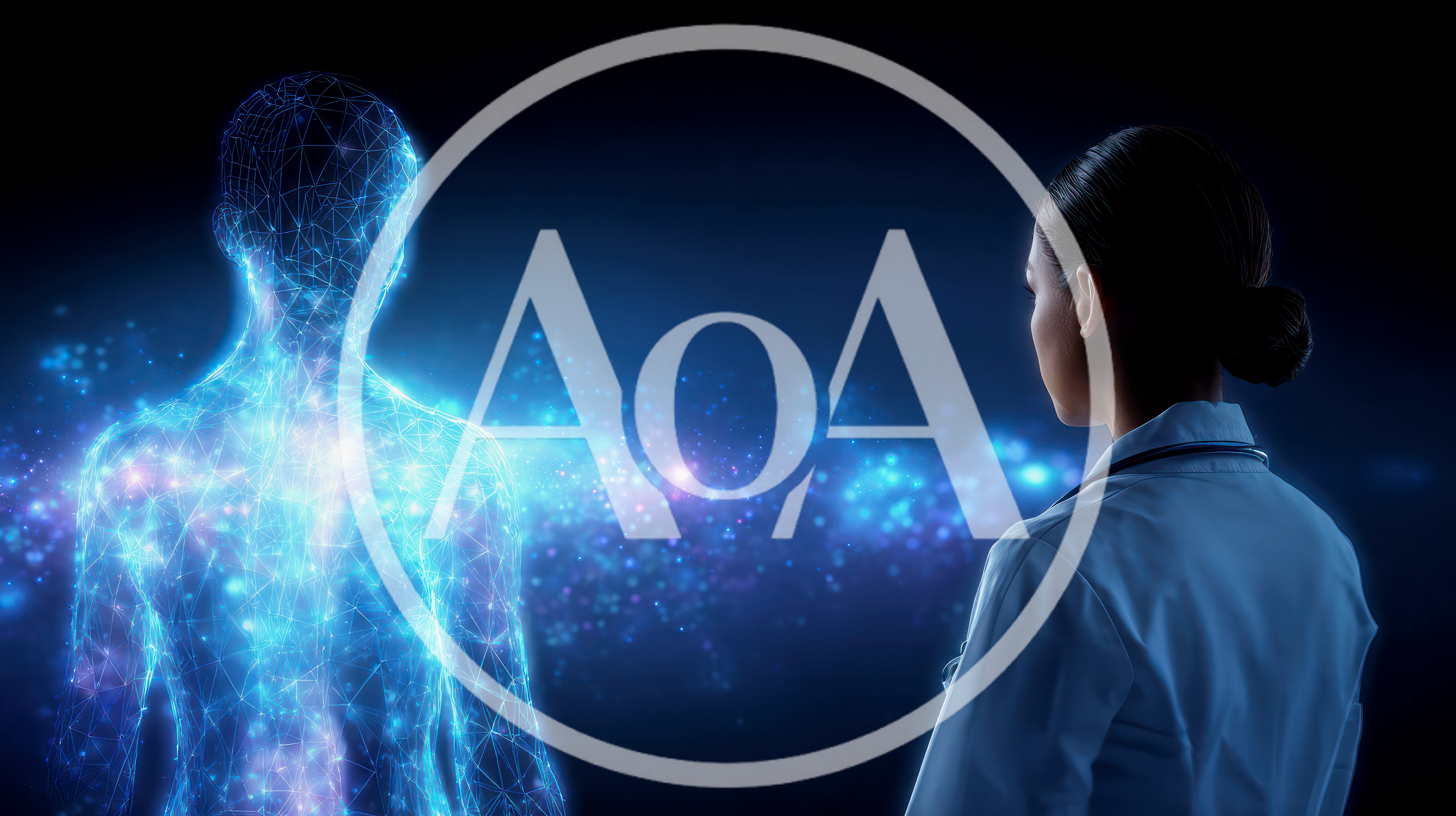 Doctor Examining Digital Holographic Human Body Model
