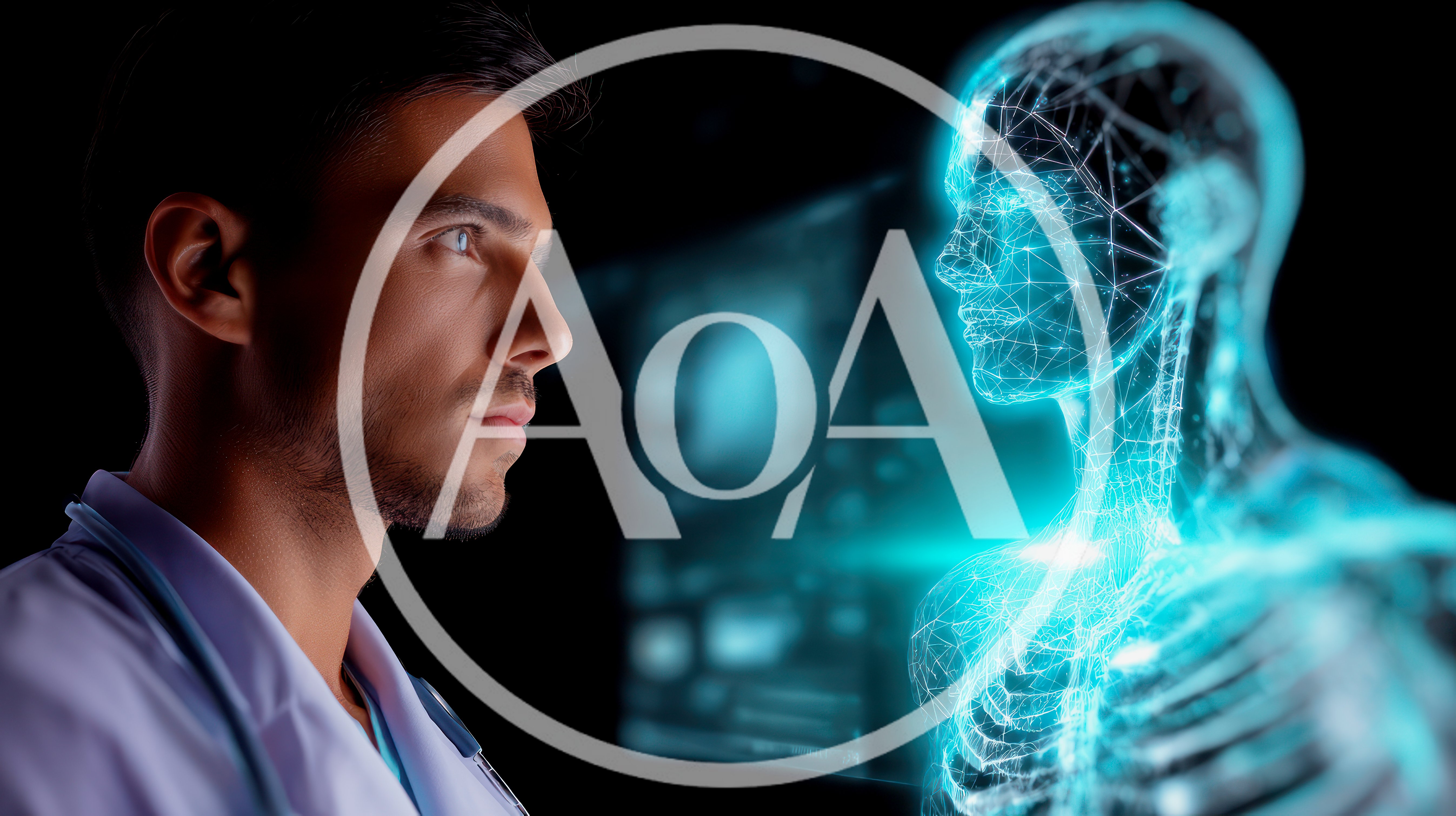 Doctor Examining Digital Human Anatomy Hologram