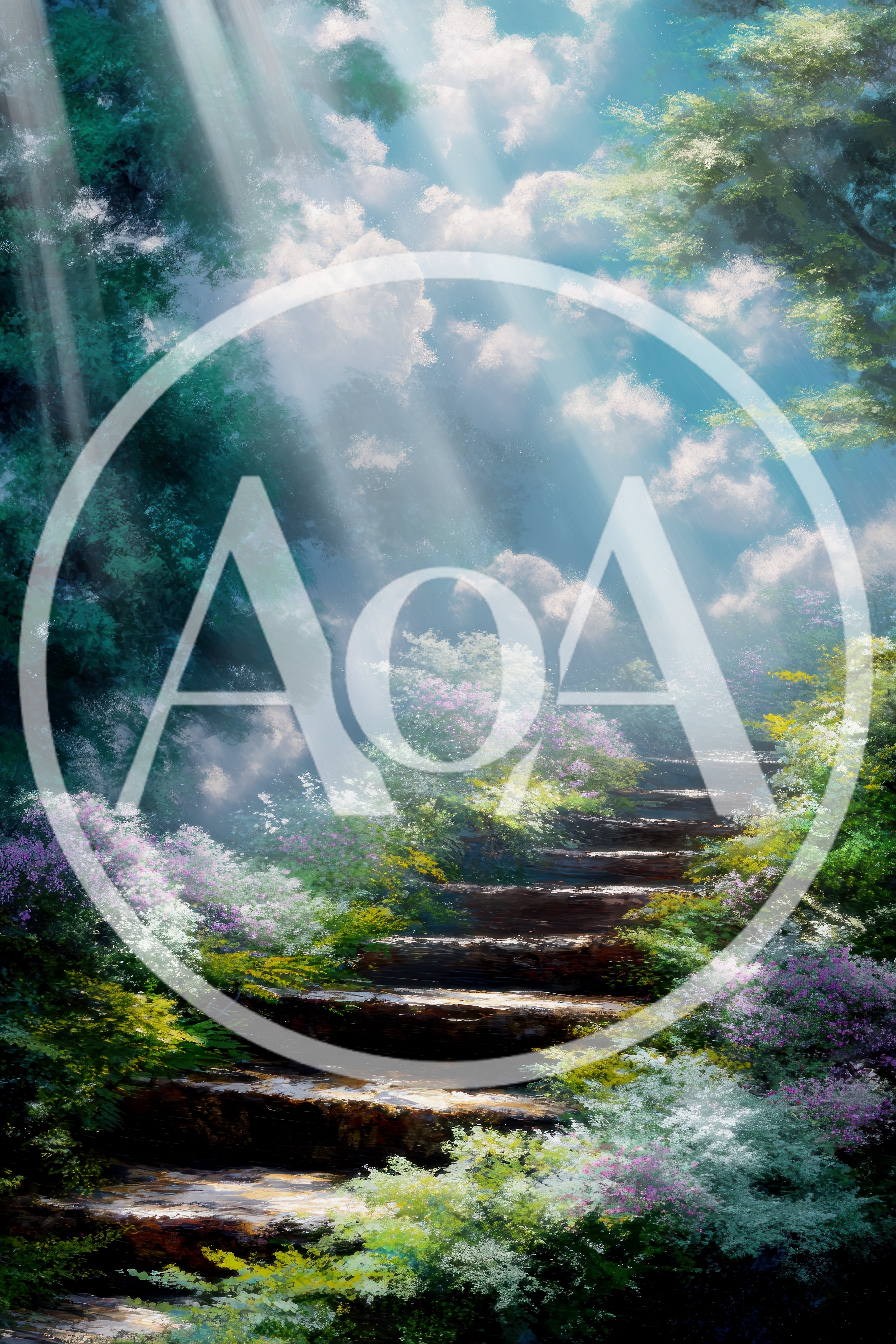 Stone Staircase Leading Into A Dreamy Ethereal Forest
