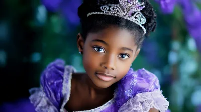 Young African American Girl Wearing Princess Costume And Tiara