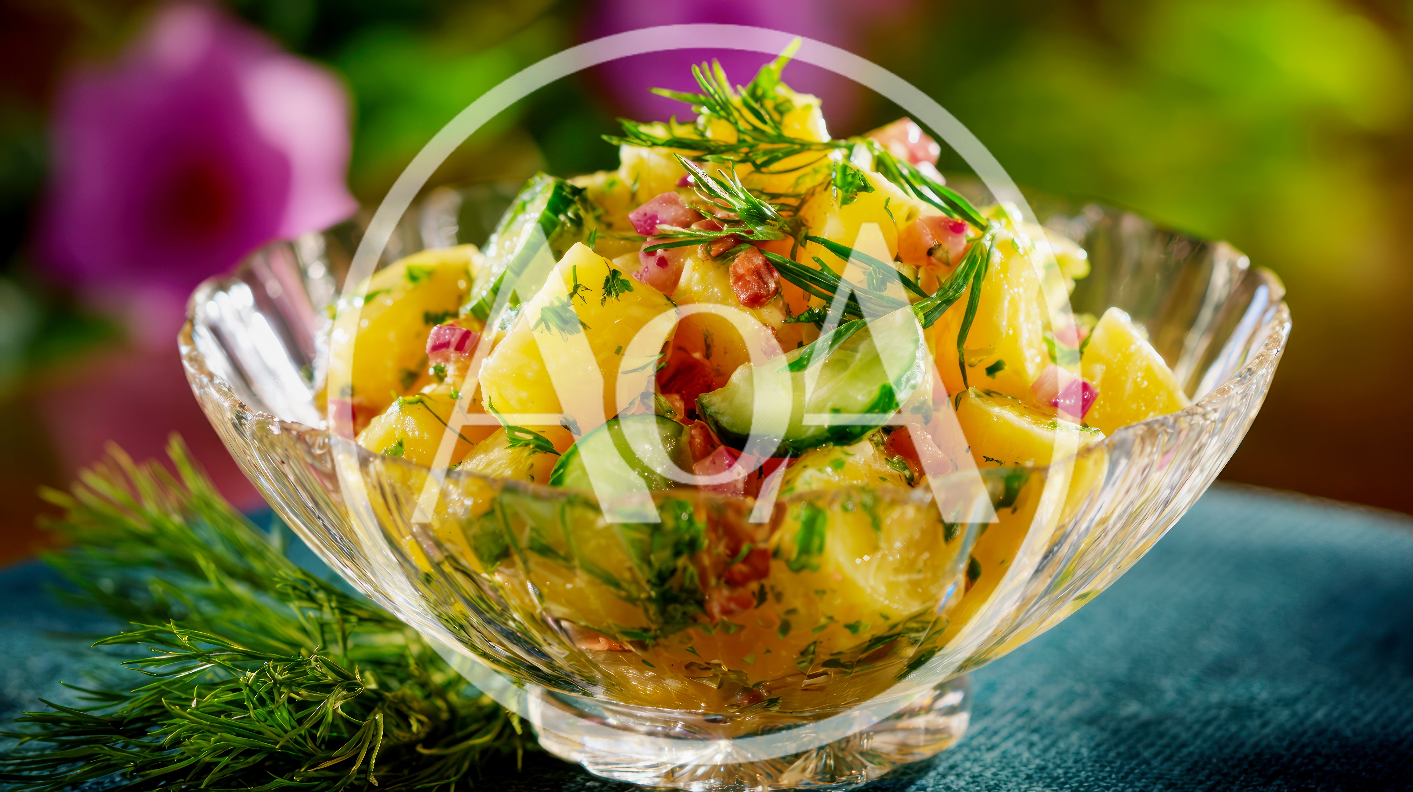 Fresh Potato Salad In A Crystal Bowl