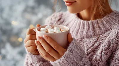 Woman Holding A Warm Mug Of Hot Chocolate