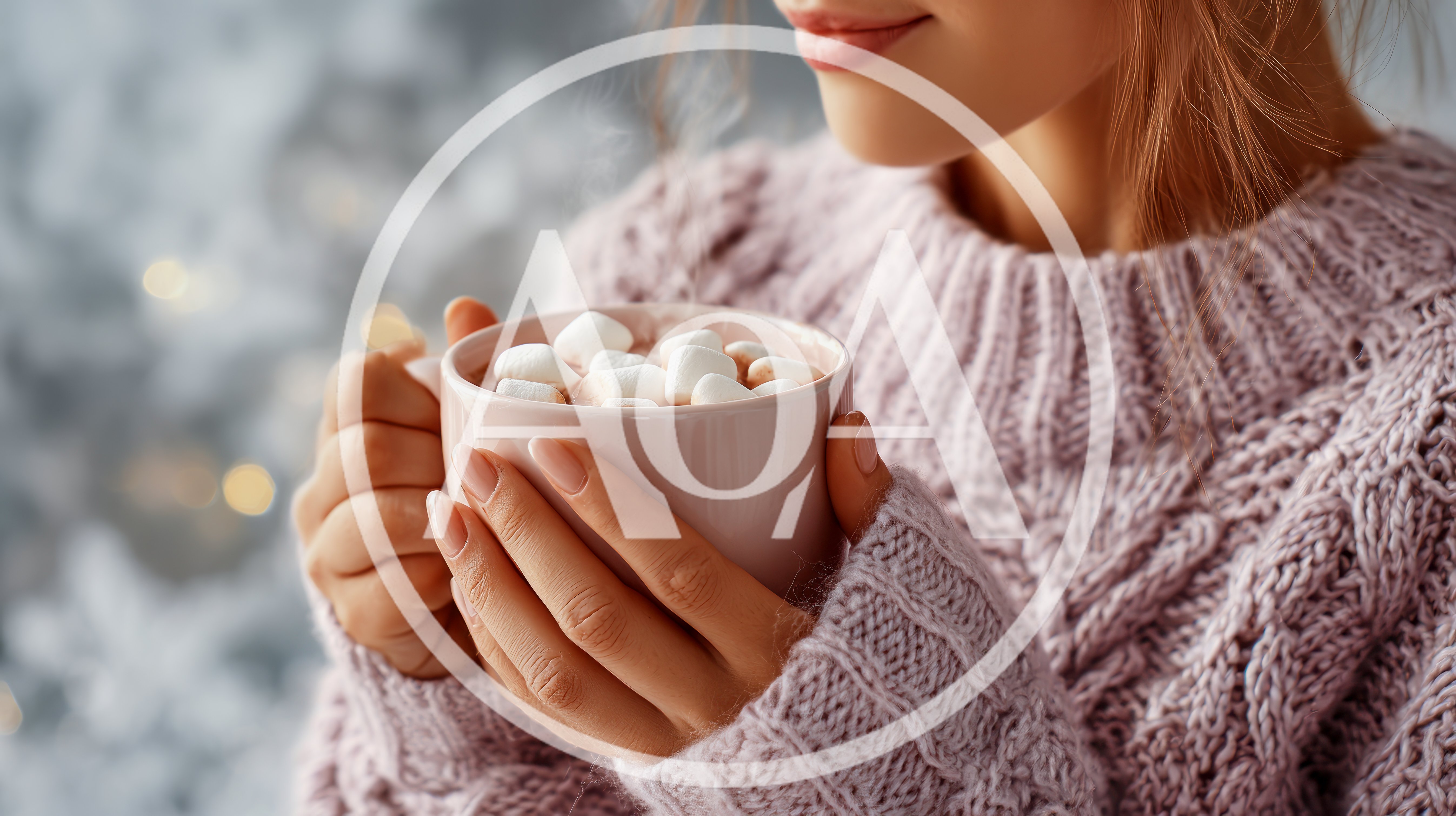 Woman Holding A Warm Mug Of Hot Chocolate