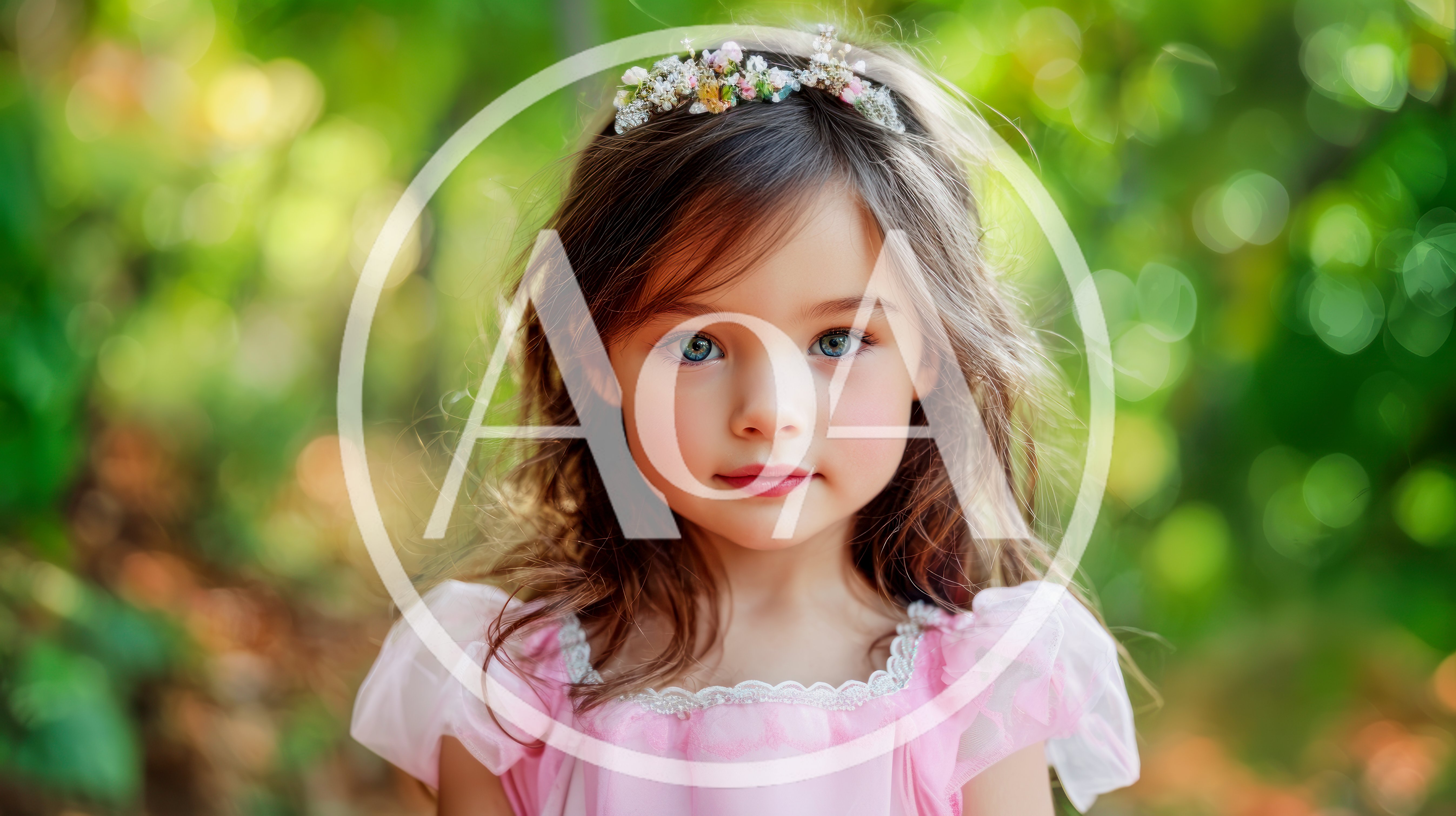 Portrait Of A Young Girl Wearing A Floral Crown