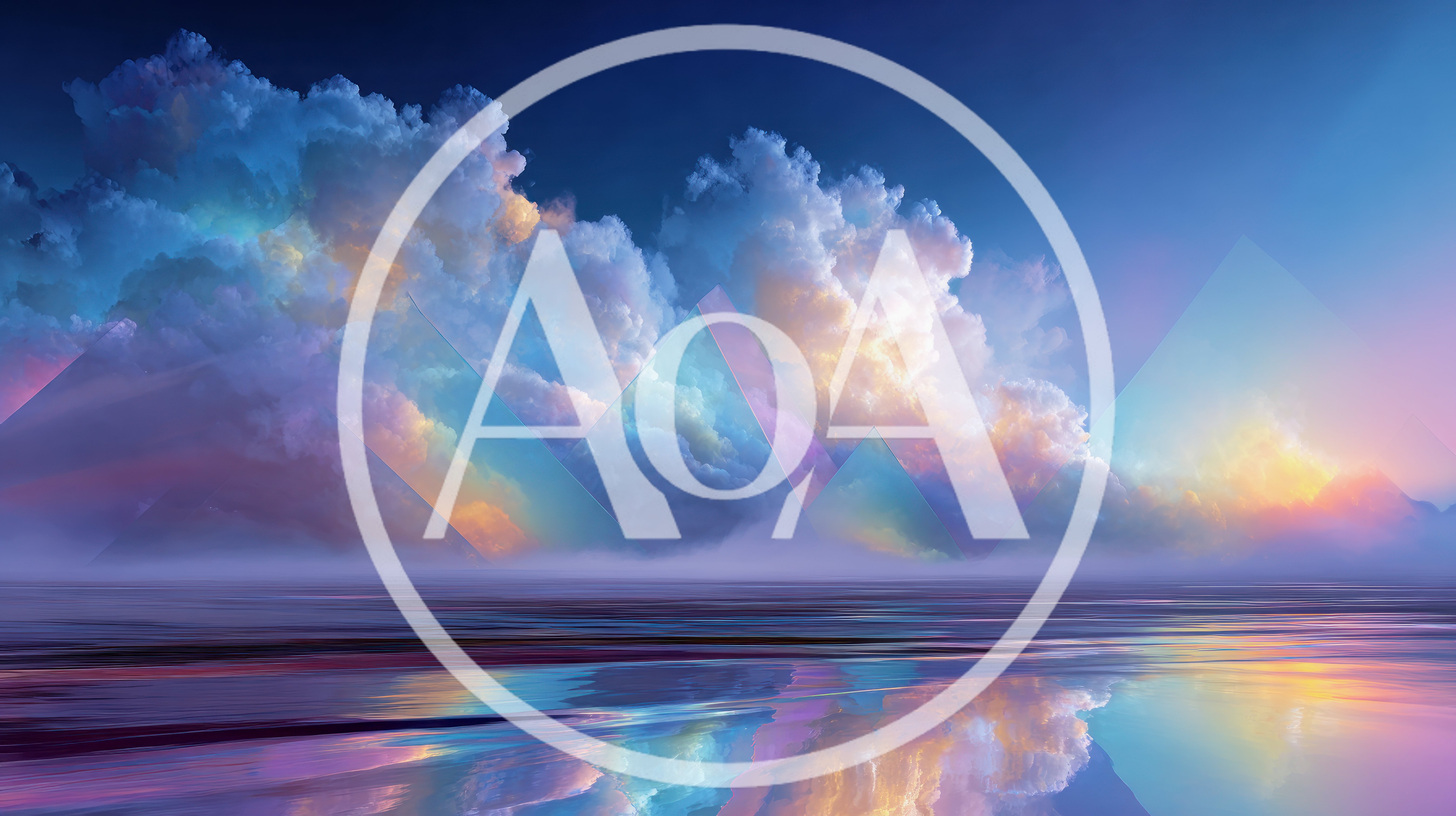 Surreal Dreamscape With Abstract Geometric Clouds And Reflections