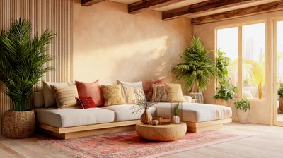 Modern Minimalist Living Room With Earthy Decor