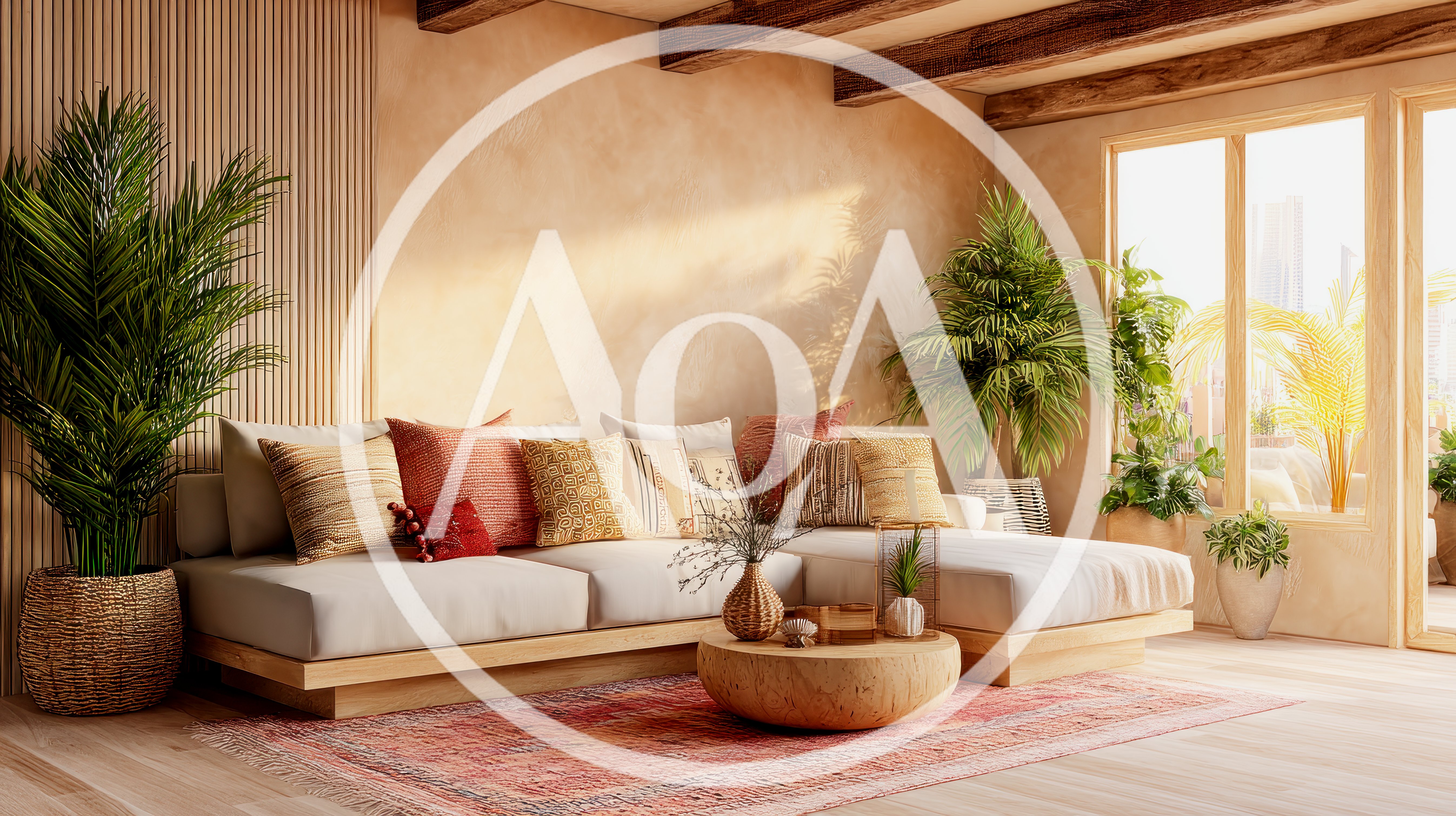 Modern Minimalist Living Room With Earthy Decor