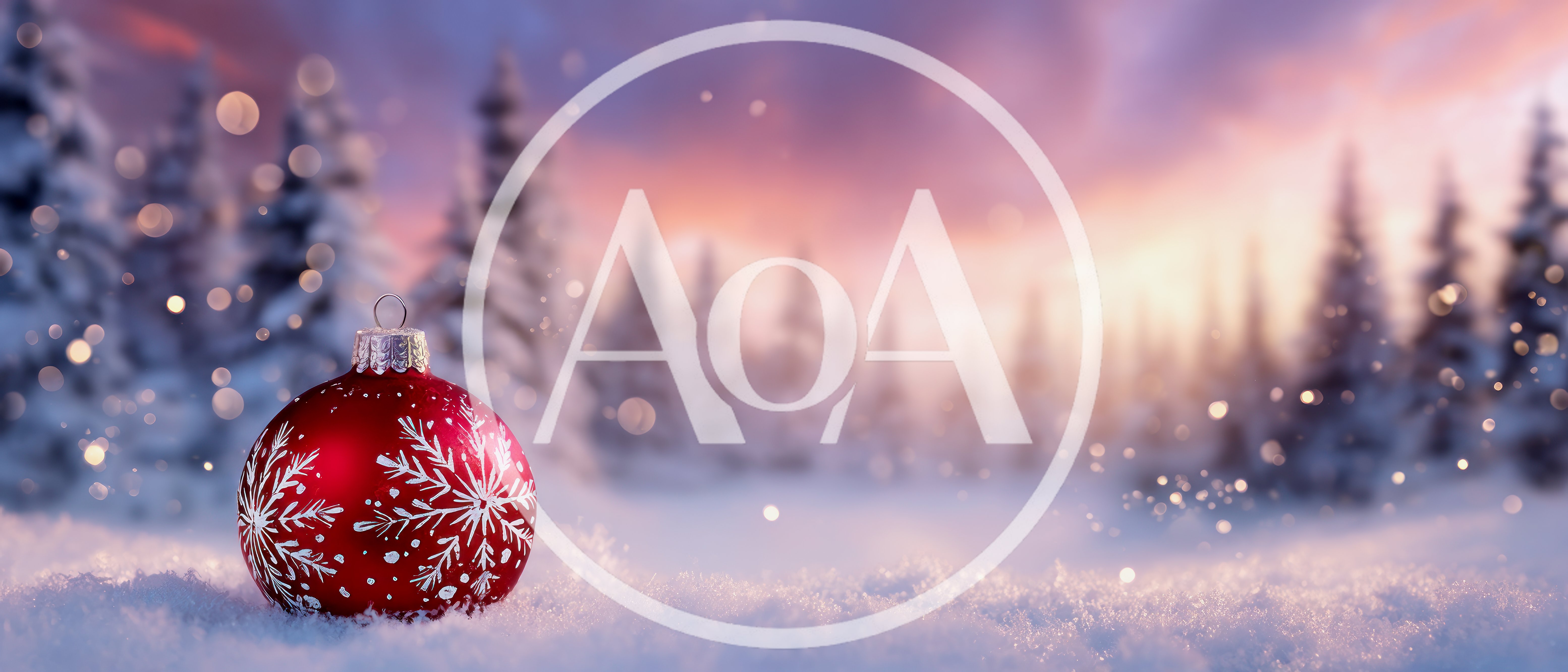 Red Christmas Ornament Resting In Snowy Forest