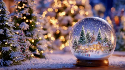 Christmas Snow Globe With Festive Village Scene