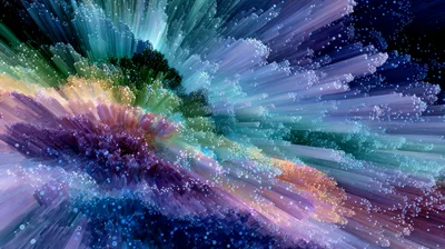 Abstract Digital Explosion Of Colorful Light Rays