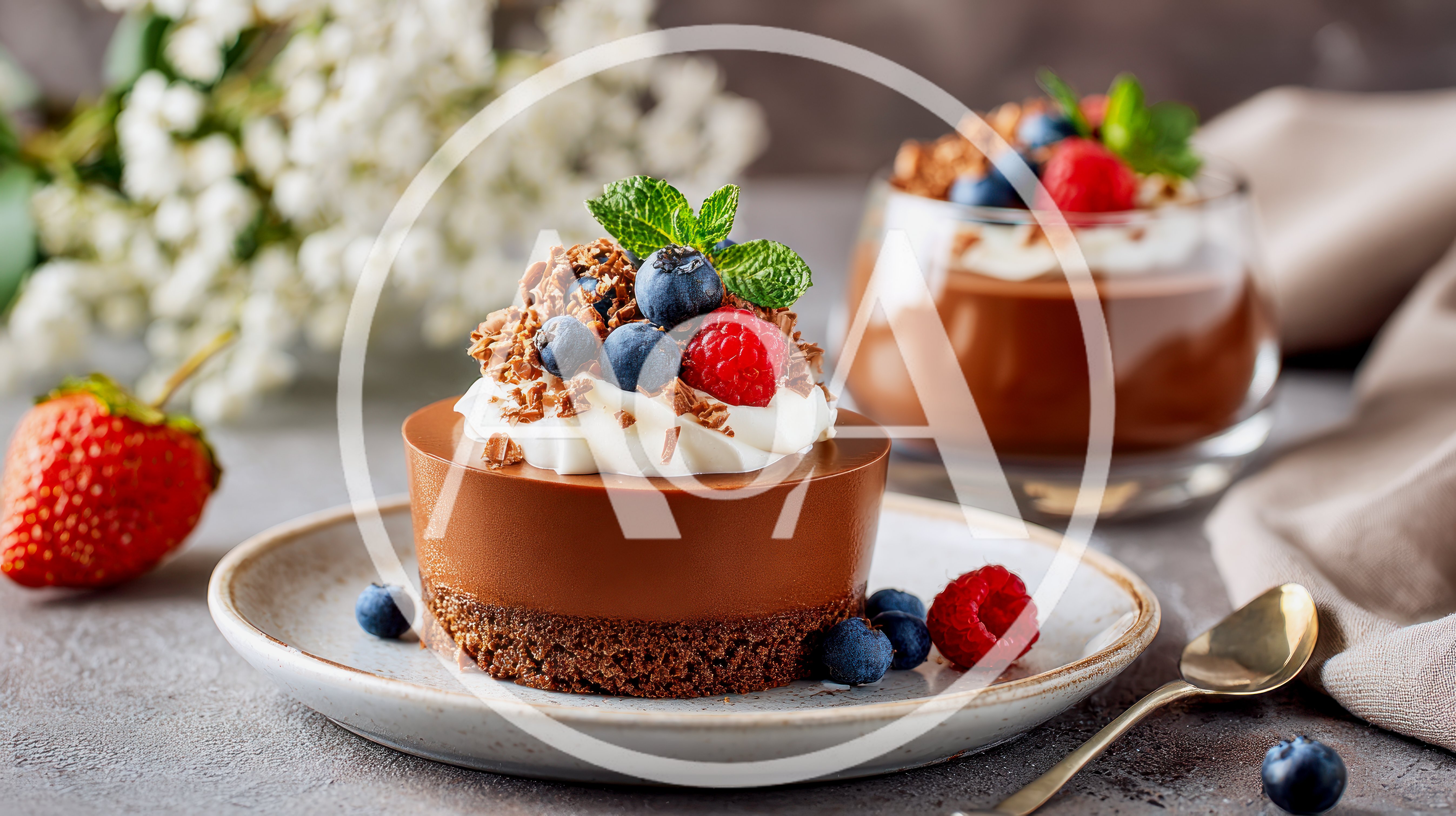 Chocolate Mousse Dessert With Fresh Berries