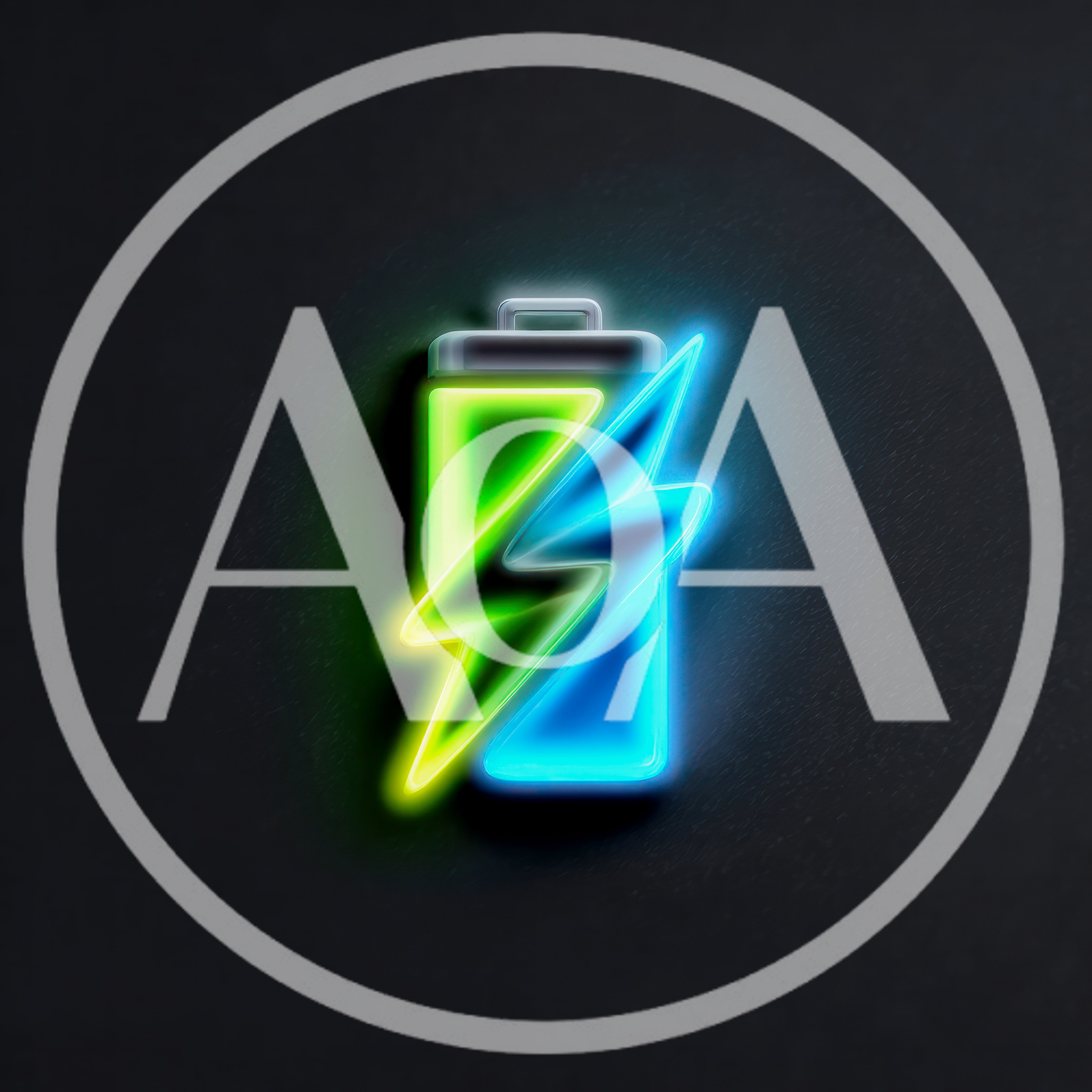 Neon Battery Icon With Lightning Bolt Symbol