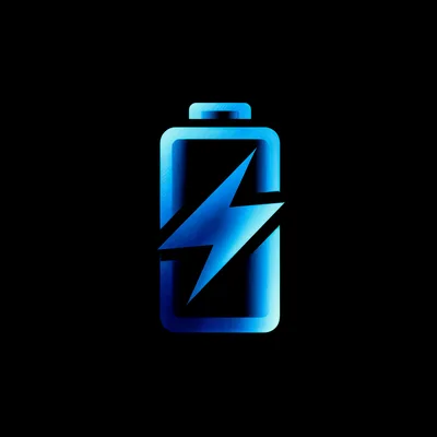 Blue Metallic Battery Icon With Lightning Bolt Symbol