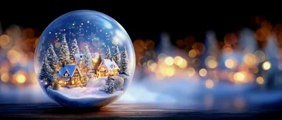 Christmas Snow Globe With Miniature Winter Village