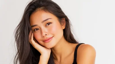 Portrait Of A Beautiful Young Asian Woman Smiling