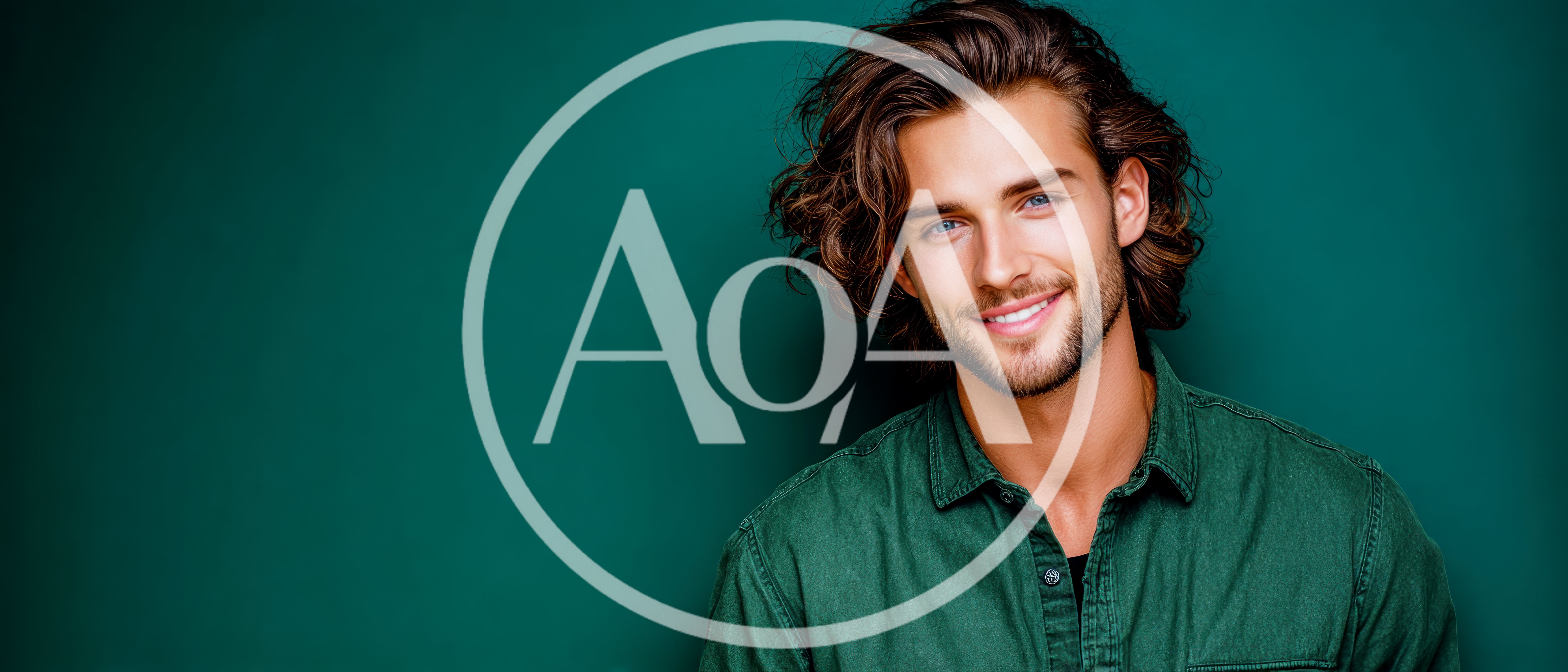 Portrait Of A Handsome Man With Long Wavy Hair