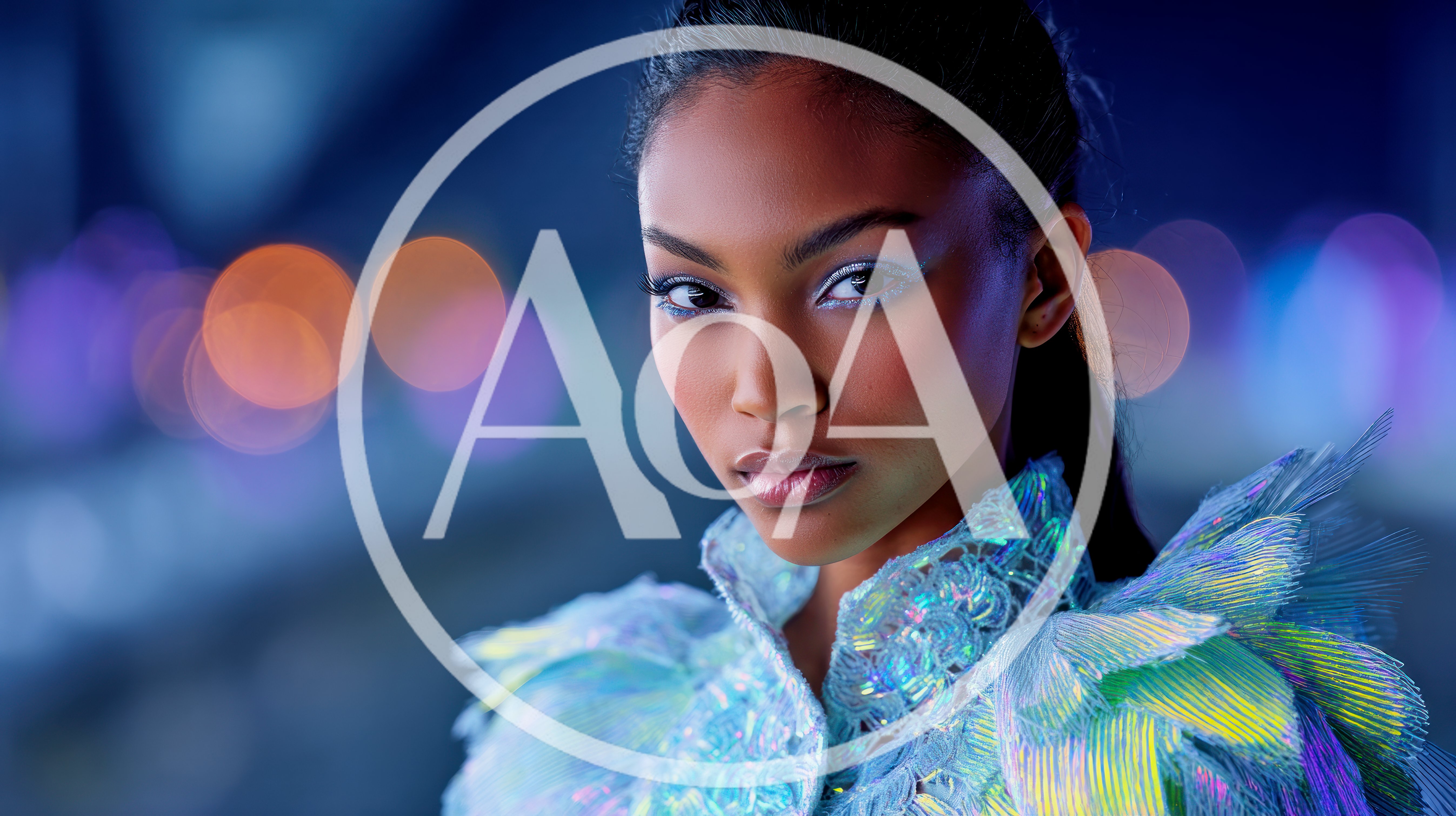 Portrait Of A Woman In Futuristic Iridescent Fashion