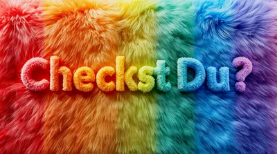 Checkst Du Text On Rainbow Fur Background