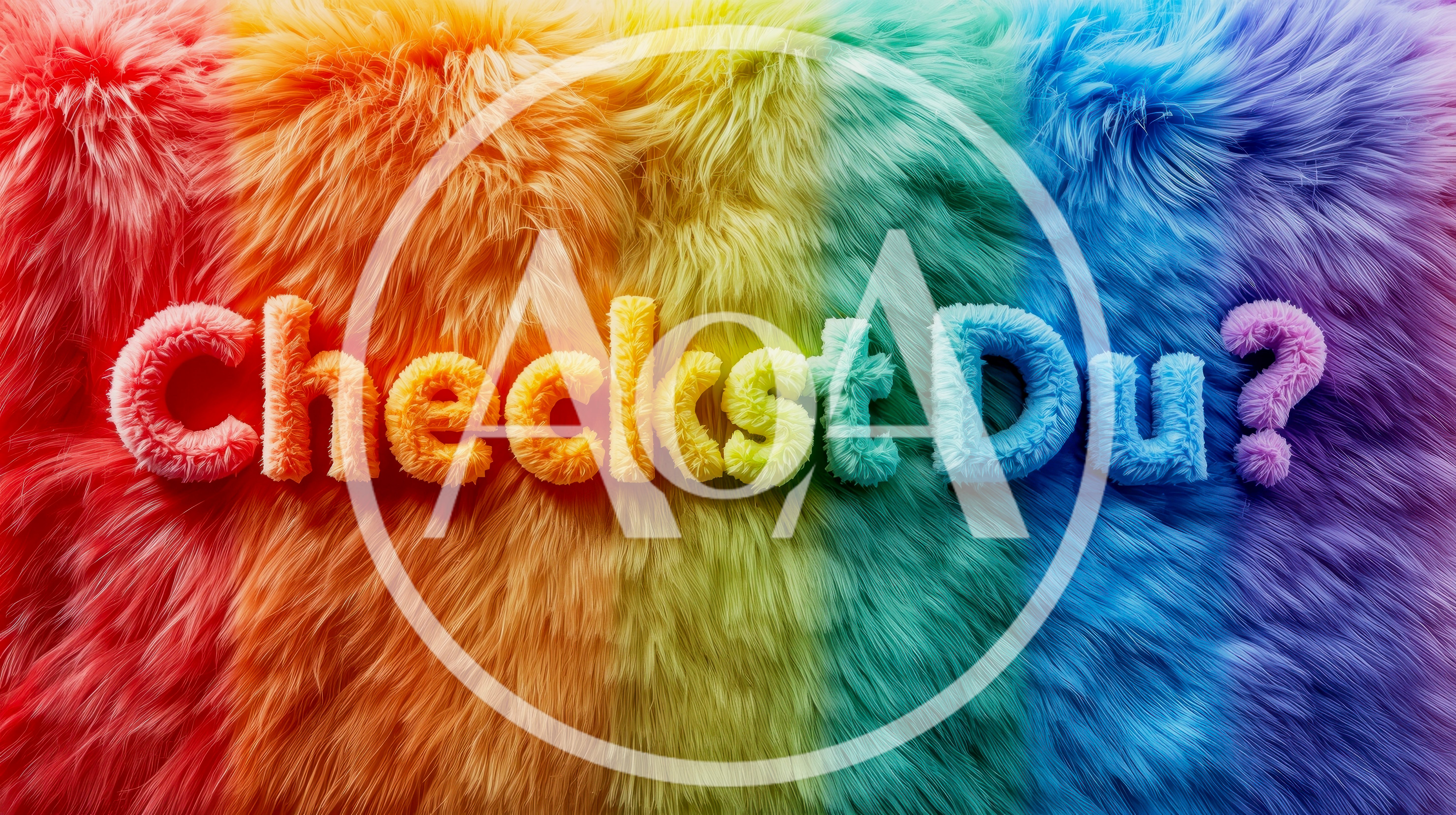 Checkst Du Text On Rainbow Fur Background