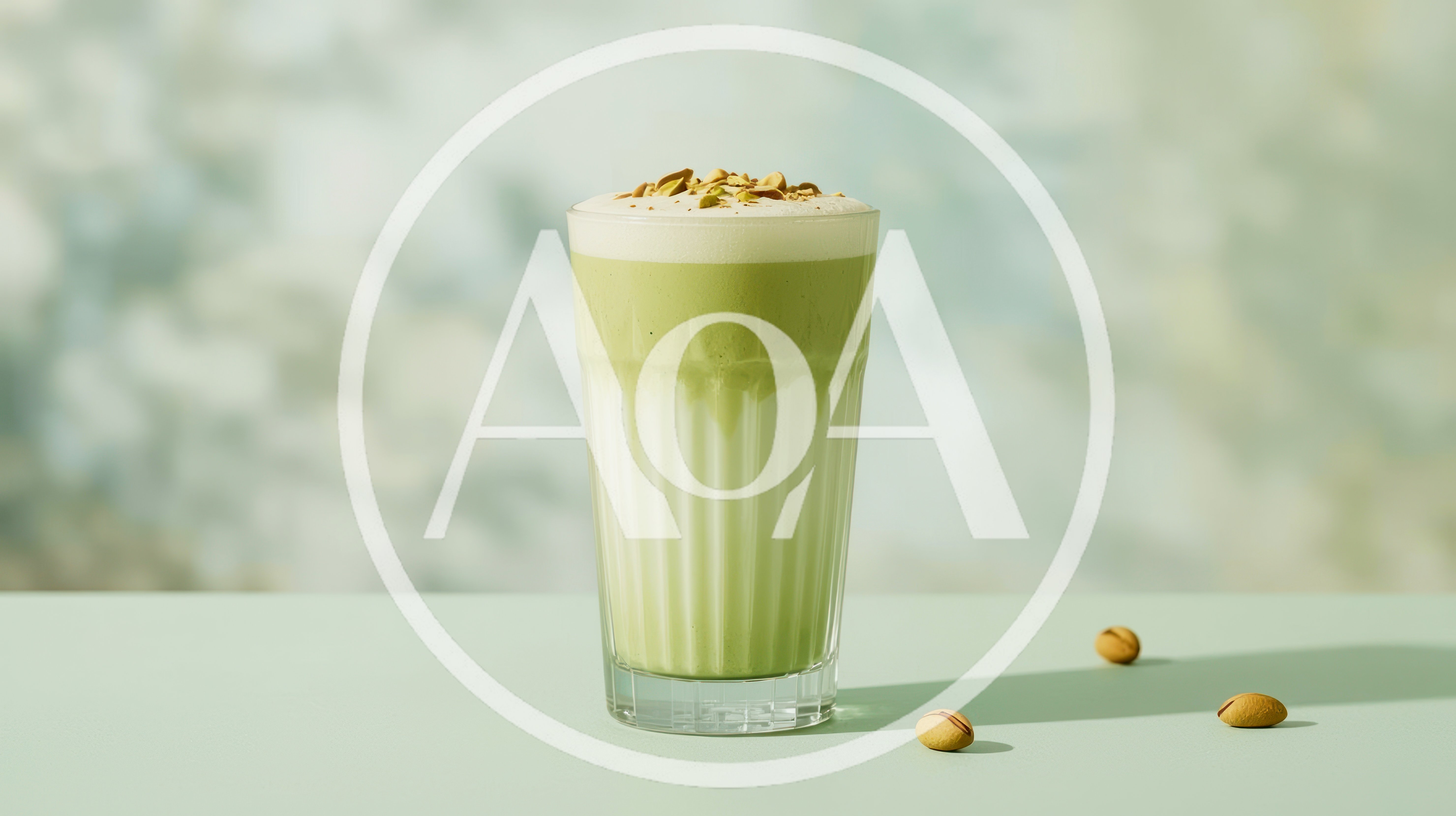 Pistachio Matcha Latte in a Tall Glass