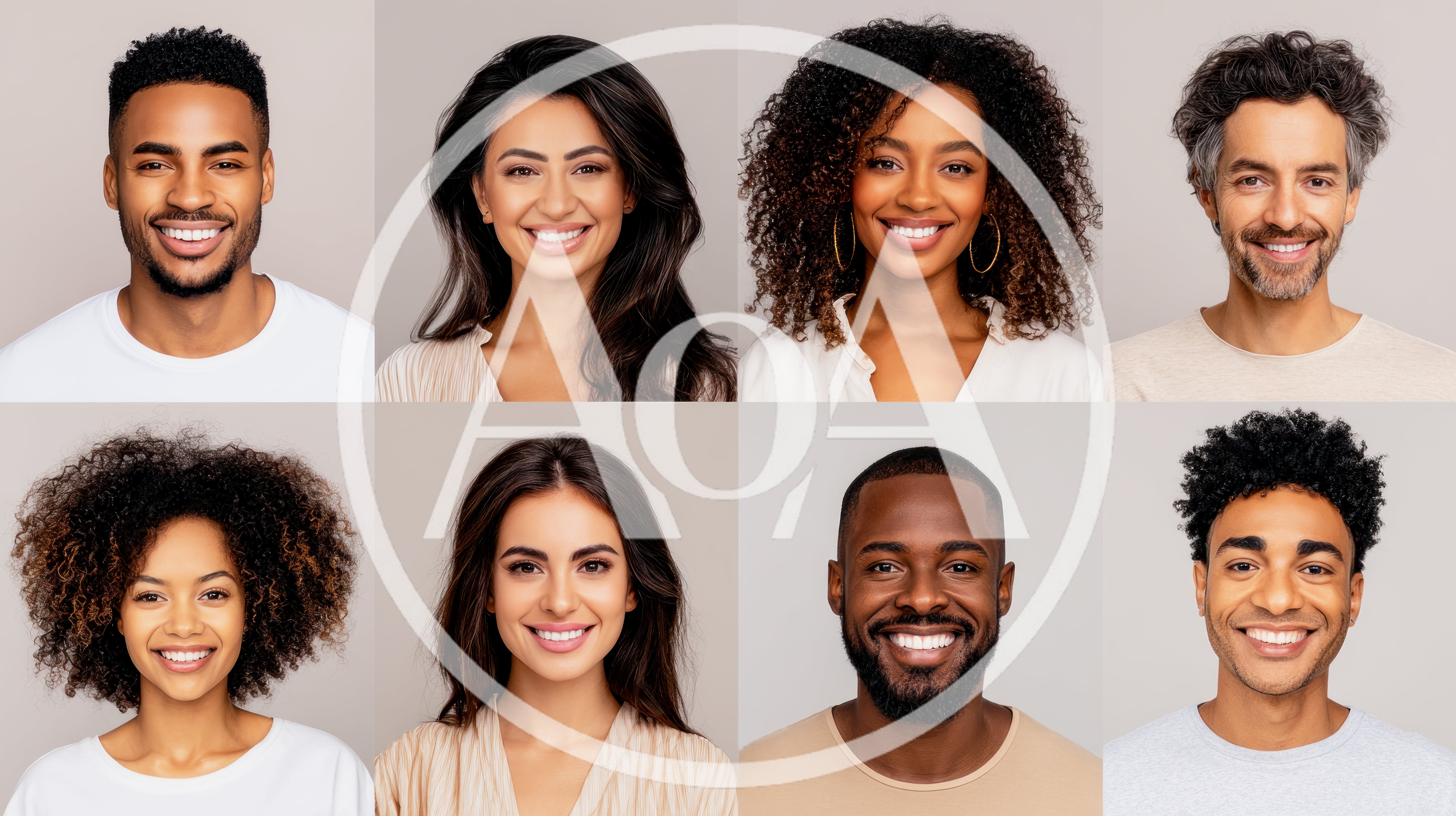 Diverse Group Of Smiling People Portraits