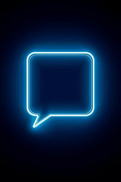 Glowing Neon Blue Speech Bubble Icon