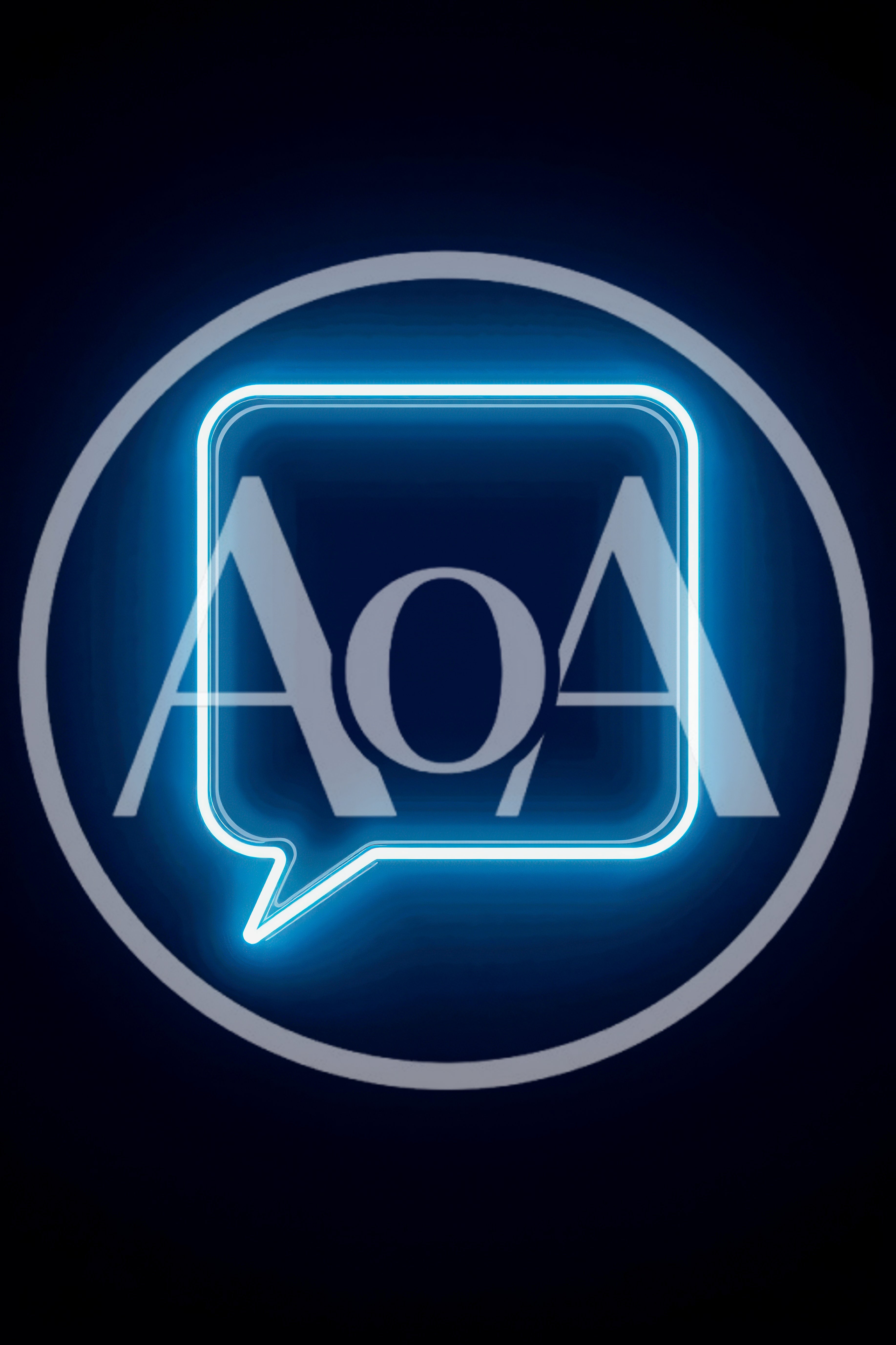 Glowing Neon Blue Speech Bubble Icon