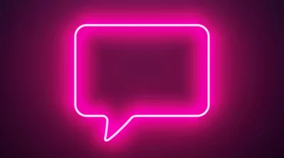 Neon Pink Speech Bubble Sign Glowing