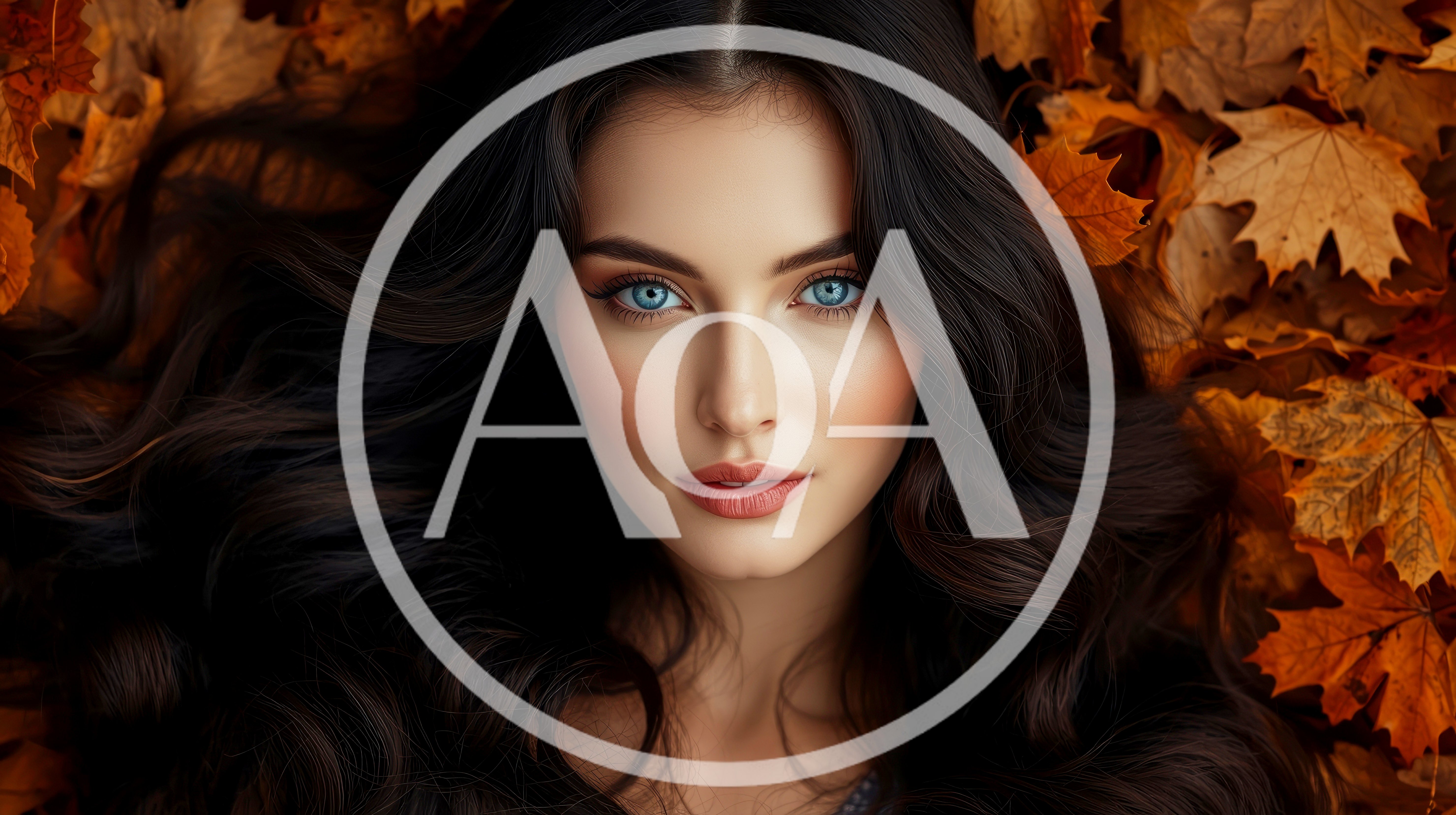 Portrait Of A Beautiful Woman Lying In Autumn Leaves