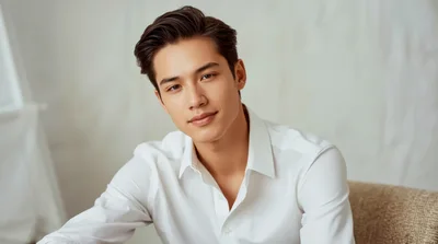 Portrait Of A Young Asian Man In White Shirt