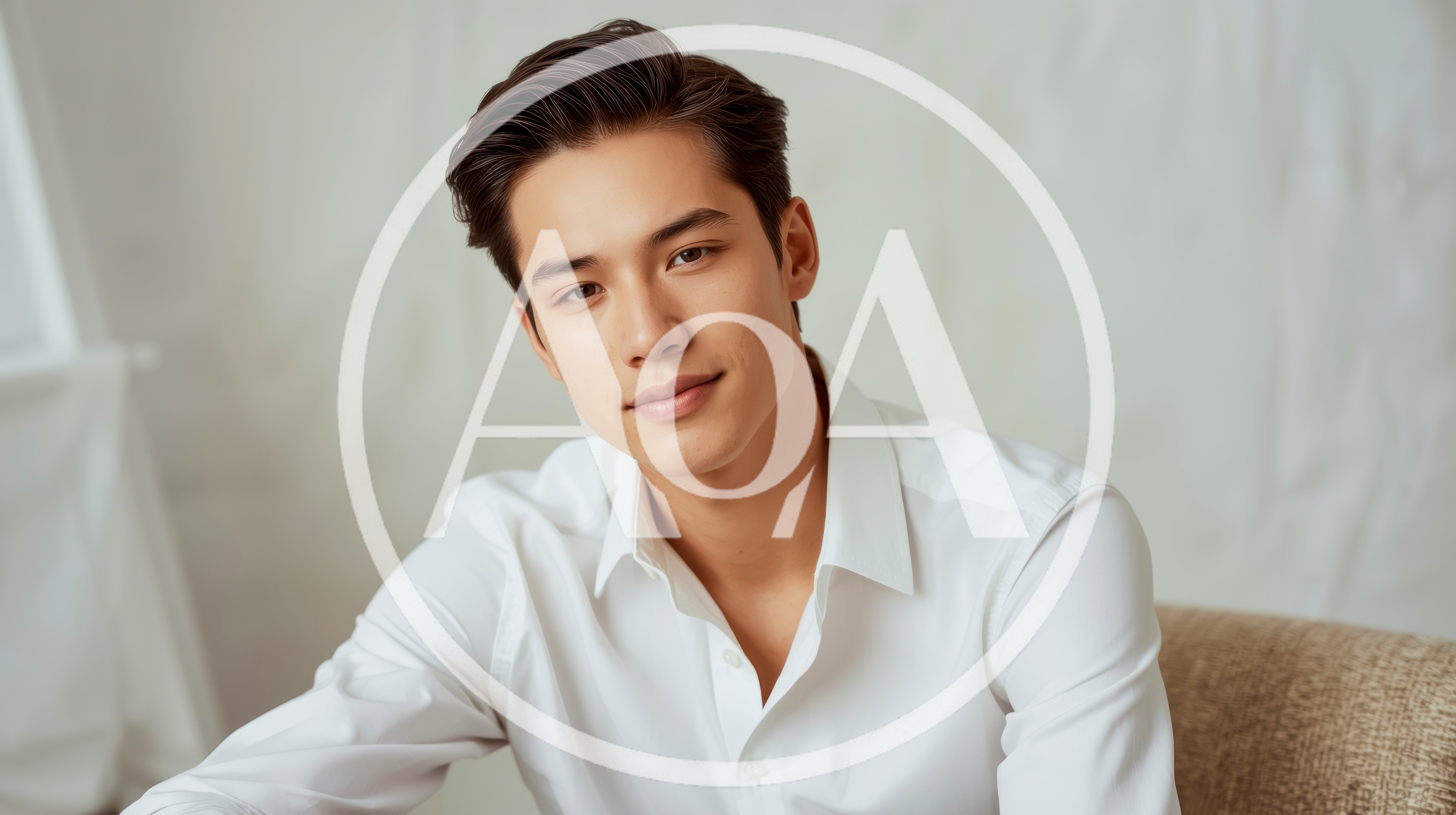 Portrait Of A Young Asian Man In White Shirt