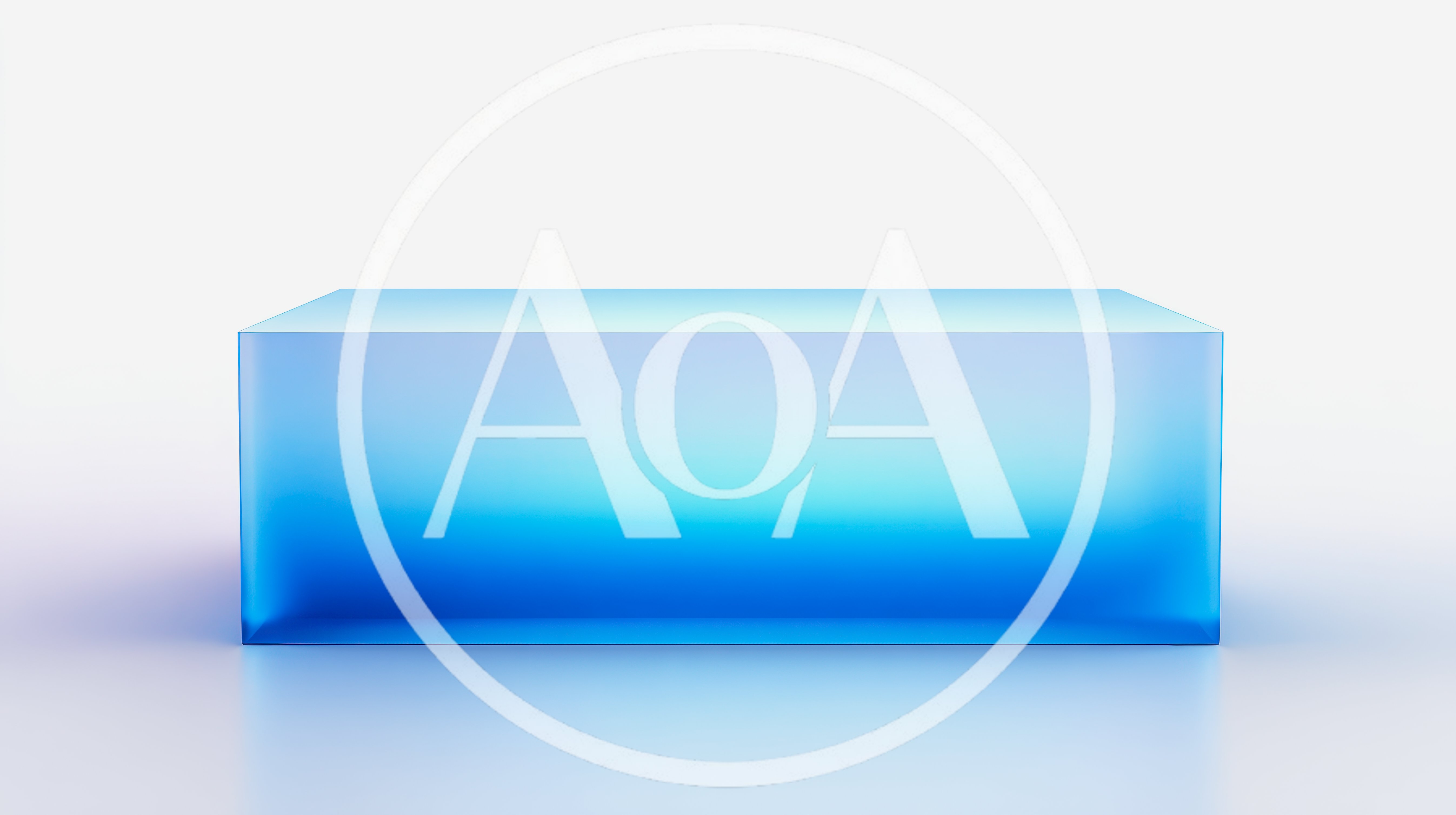 Blue Glass Rectangular Pedestal On White Background