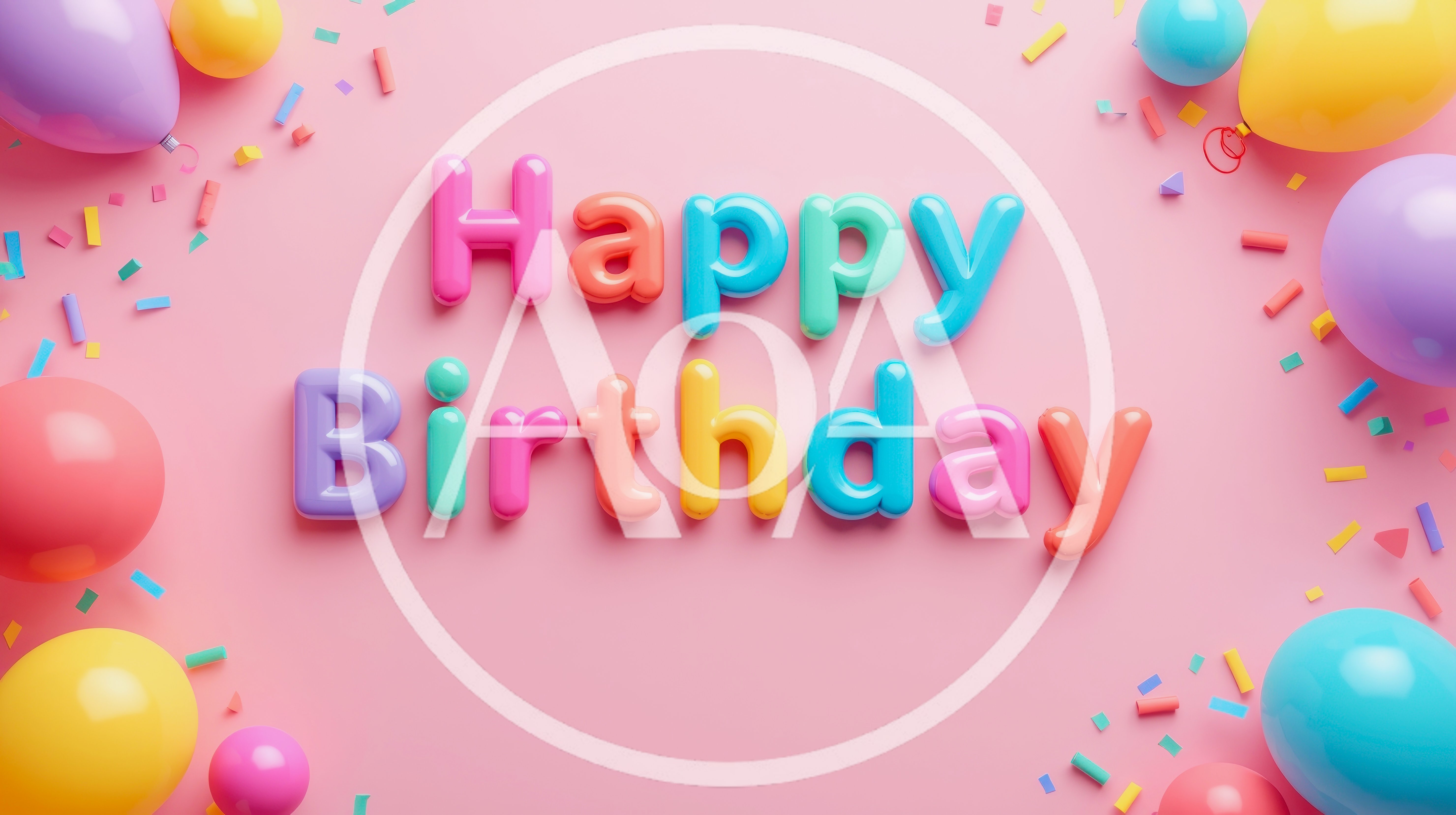 3D Happy Birthday Text With Colorful Balloons And Confetti