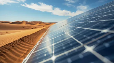 Solar Panel Array In The Sahara Desert
