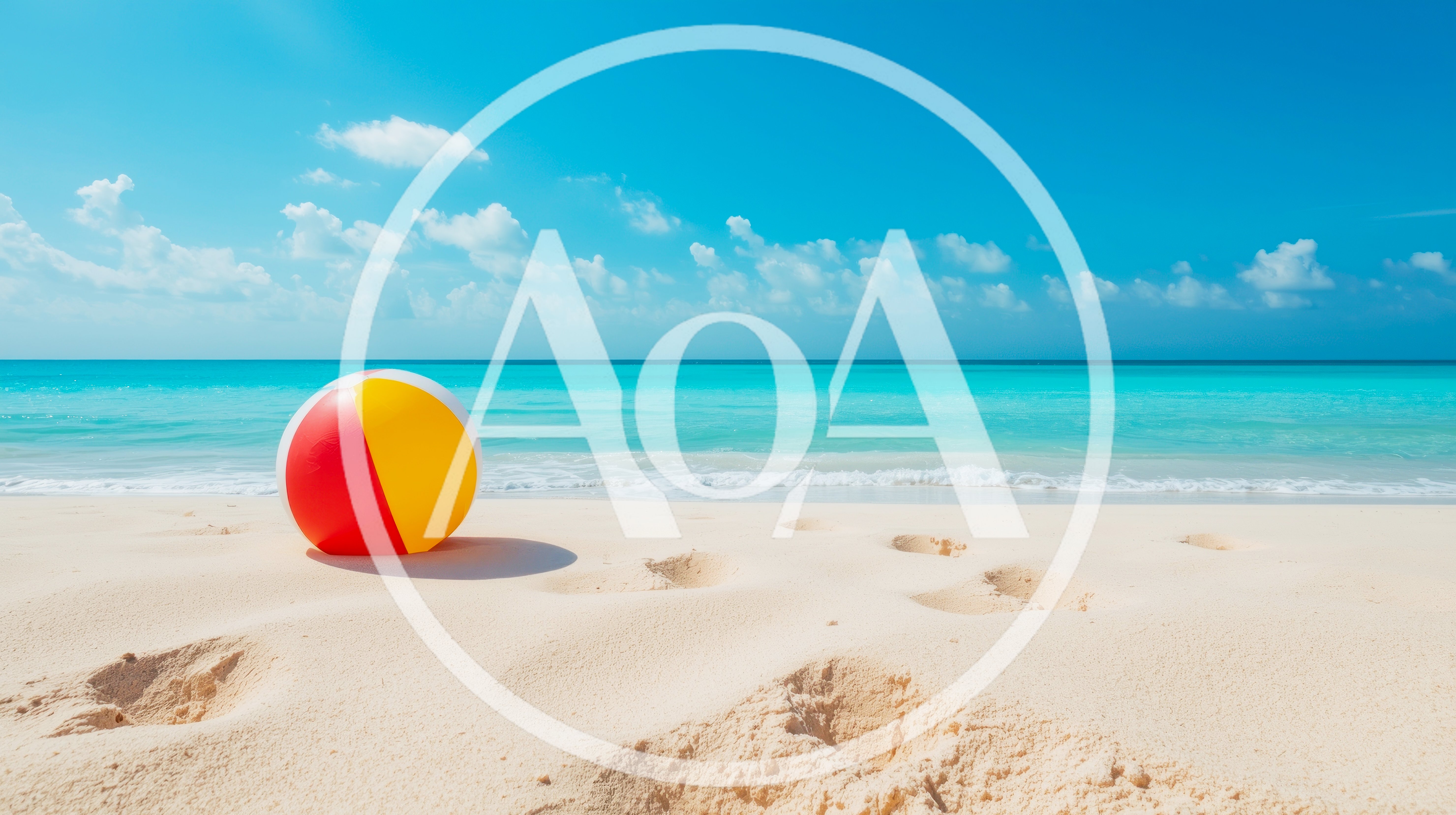 Colorful Beach Ball Resting On Tropical Sandy Shore