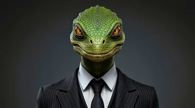 Anthropomorphic Lizard Businessman In A Formal Suit